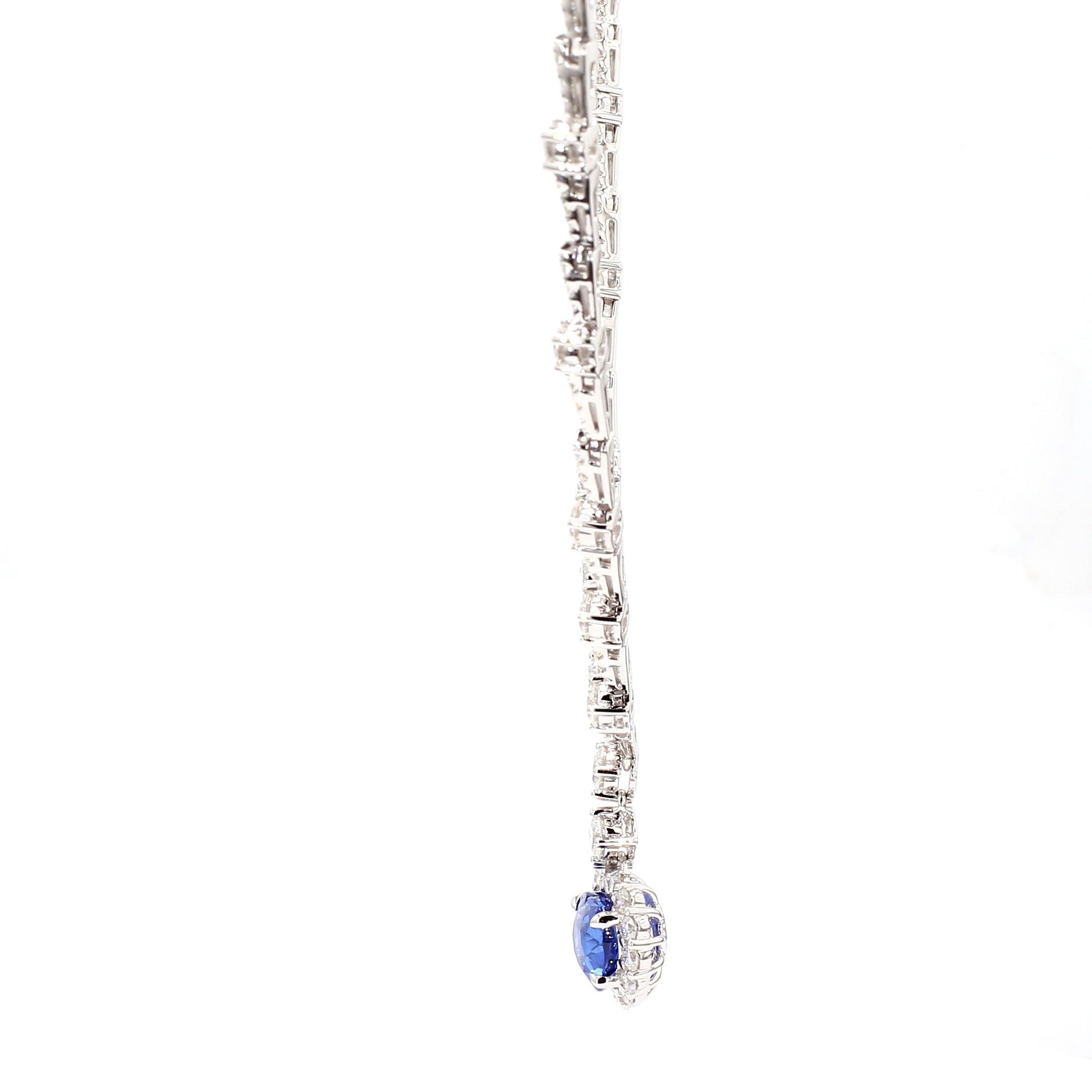 GIA Natural Blue Heart Sapphire and Diamond 11.82 Carat TW Gold Necklace