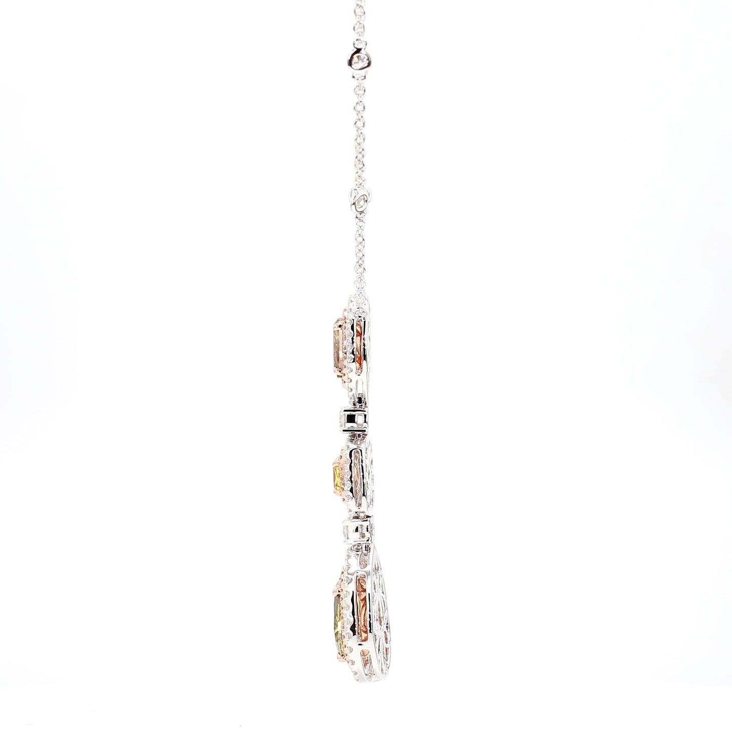GIA Fancy Deep Brownish Greenish Yellow Pear Diamond 5.52 CTS Gold Necklace