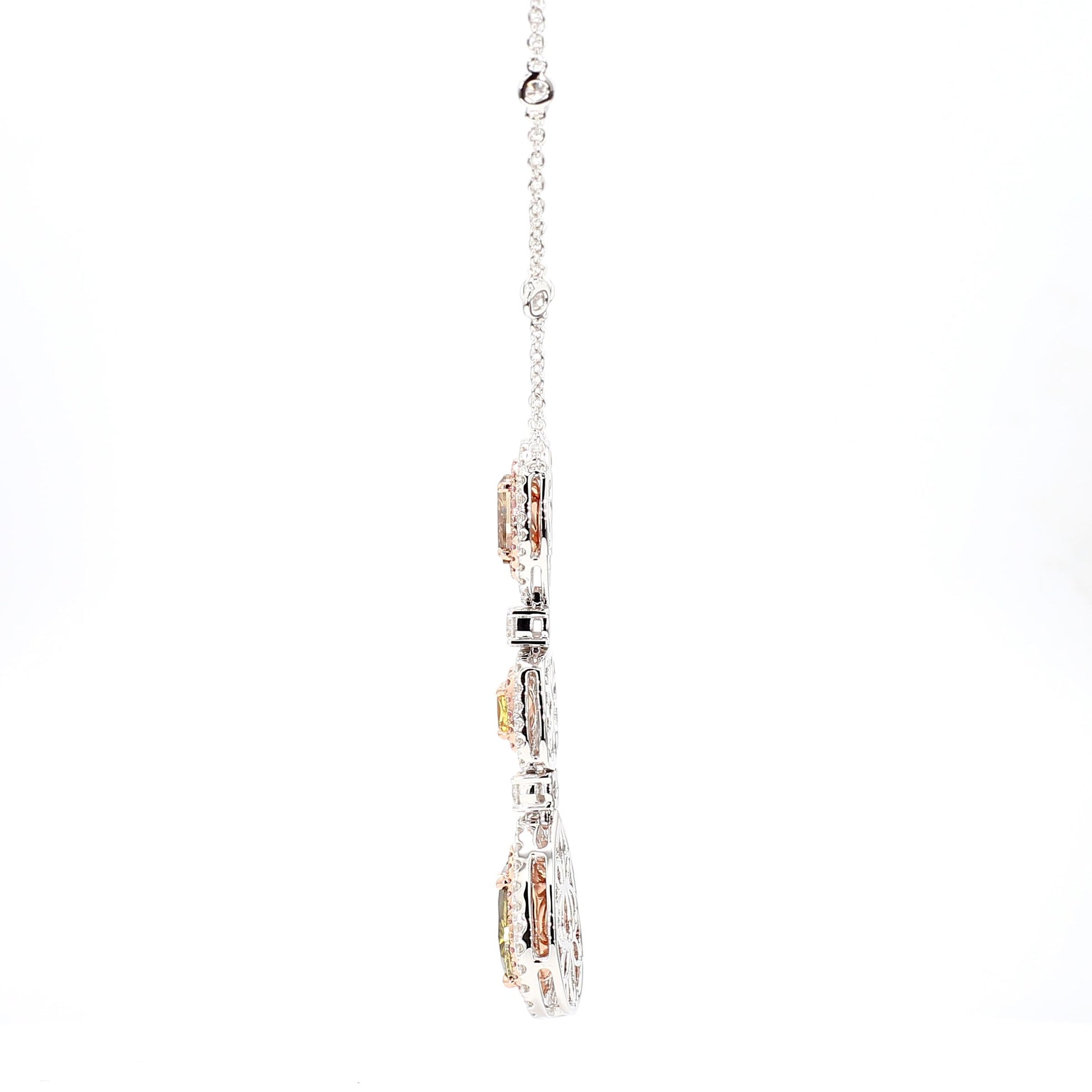GIA Fancy Deep Brownish Greenish Yellow Pear Diamond 5.52 CTS Gold Necklace