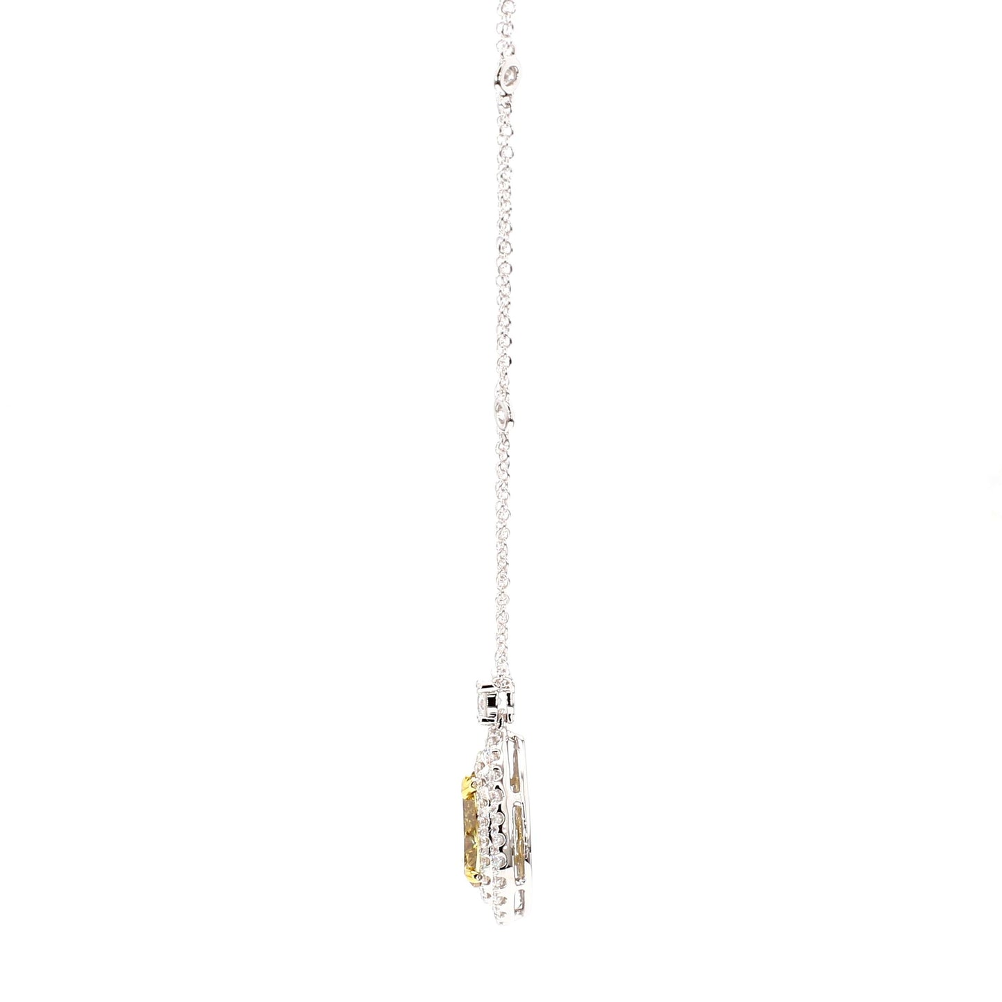 GIA Natural Fancy Deep Brownish Yellow Pear Diamond 3.27 Carat TW Gold Necklace