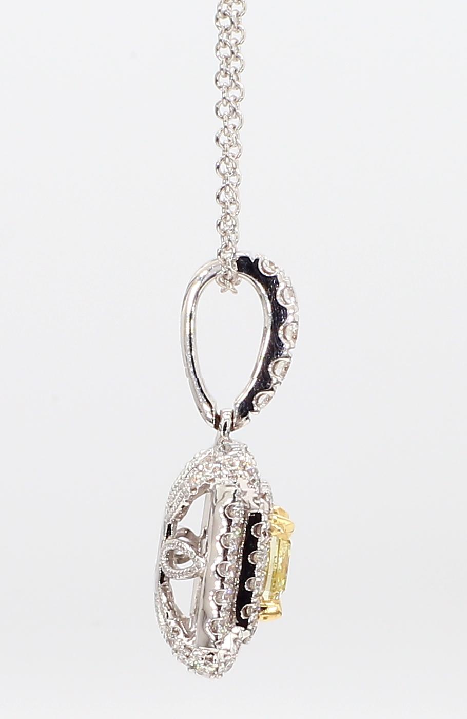 Natural Yellow Radiant Diamond 0.97 Carat TW Gold Pendant