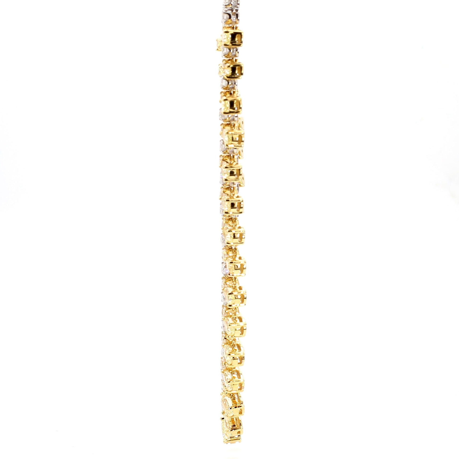 Natural Yellow Pear Diamond 12.05 Carat TW Gold Necklace