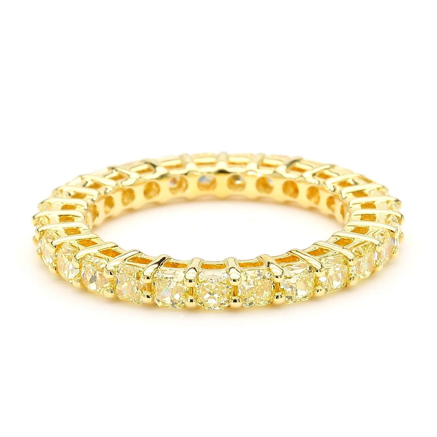 Natural Yellow Radiant Diamond 2.17 Carat TW Gold Wedding Band