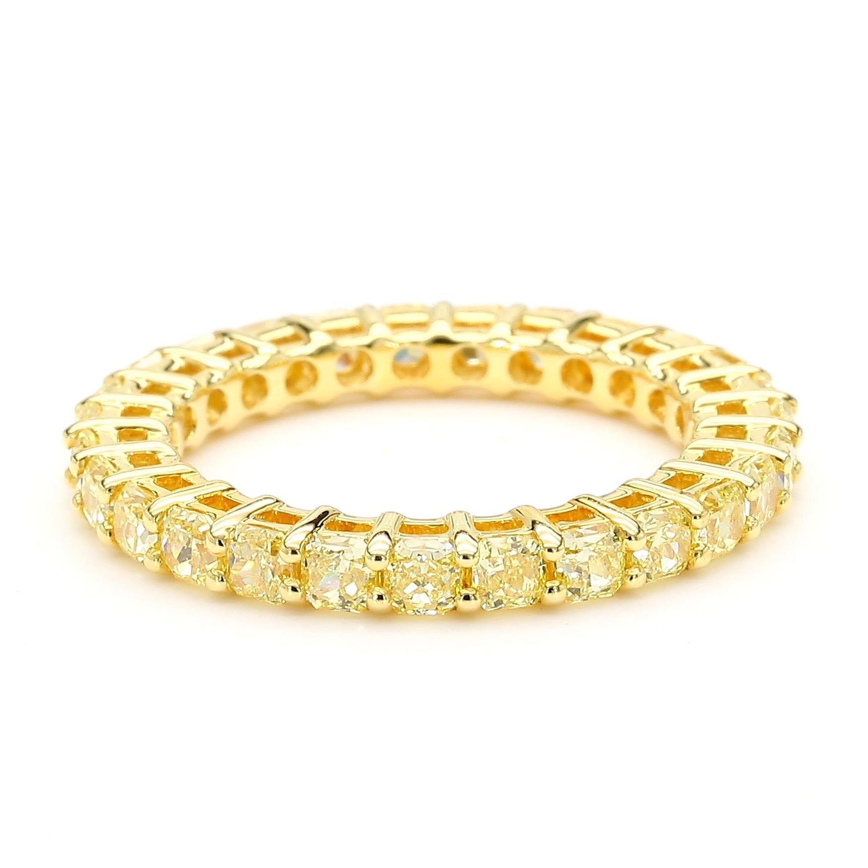 Natural Yellow Radiant Diamond 2.17 Carat TW Gold Wedding Band