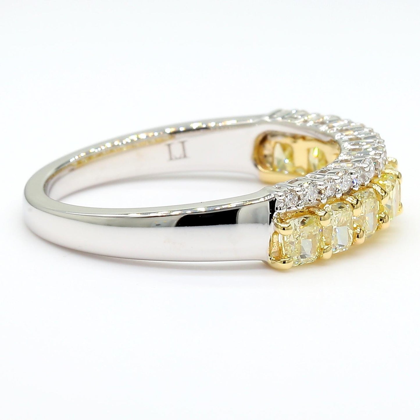 Natural Yellow Cushion Diamond 1.22 Carat TW Gold Wedding Band