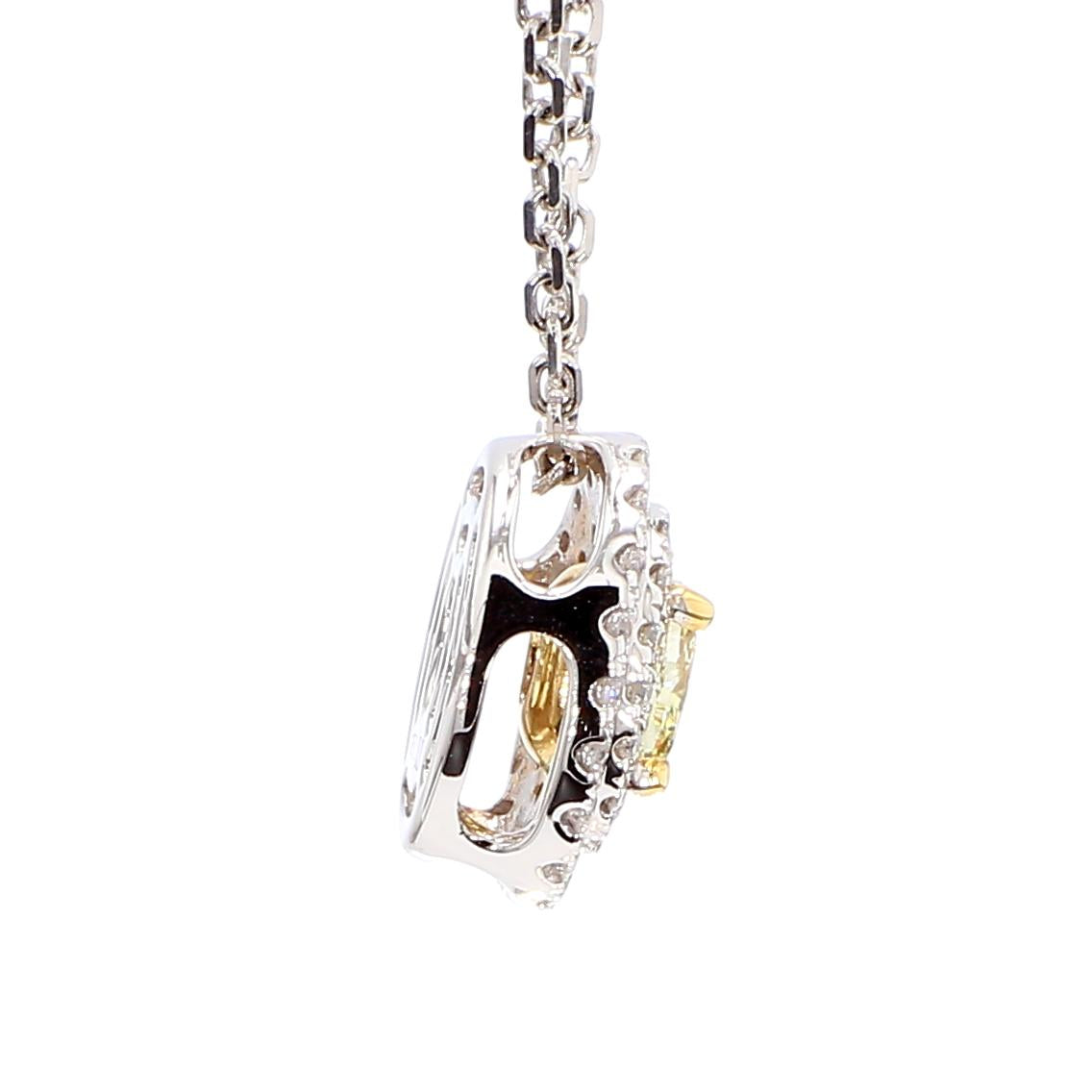 Natural Yellow Oval Diamond 0.64 Carat TW Gold Drop Pendant