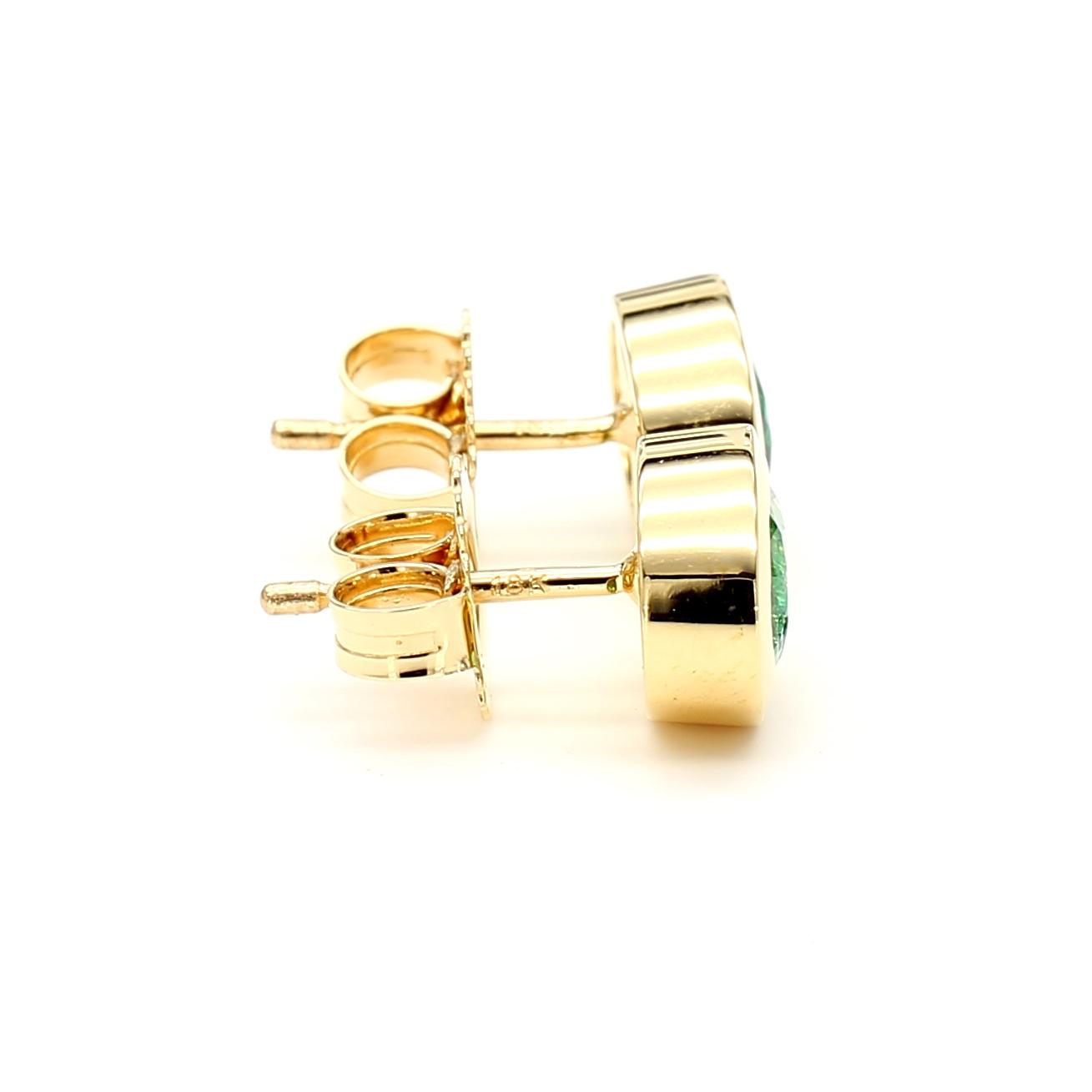 Natural Oval Emerald 1.32 Carat TW Gold Stud Earrings