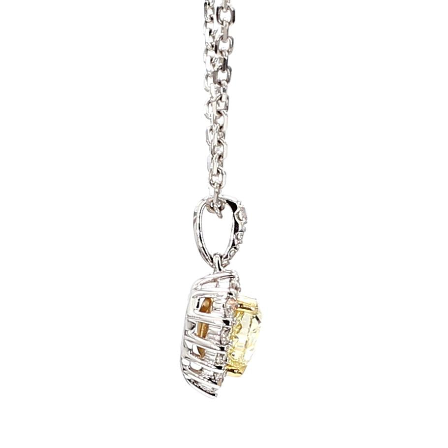 Natural Yellow Heart Diamond 0.90 Carat TW Gold Heart Pendant