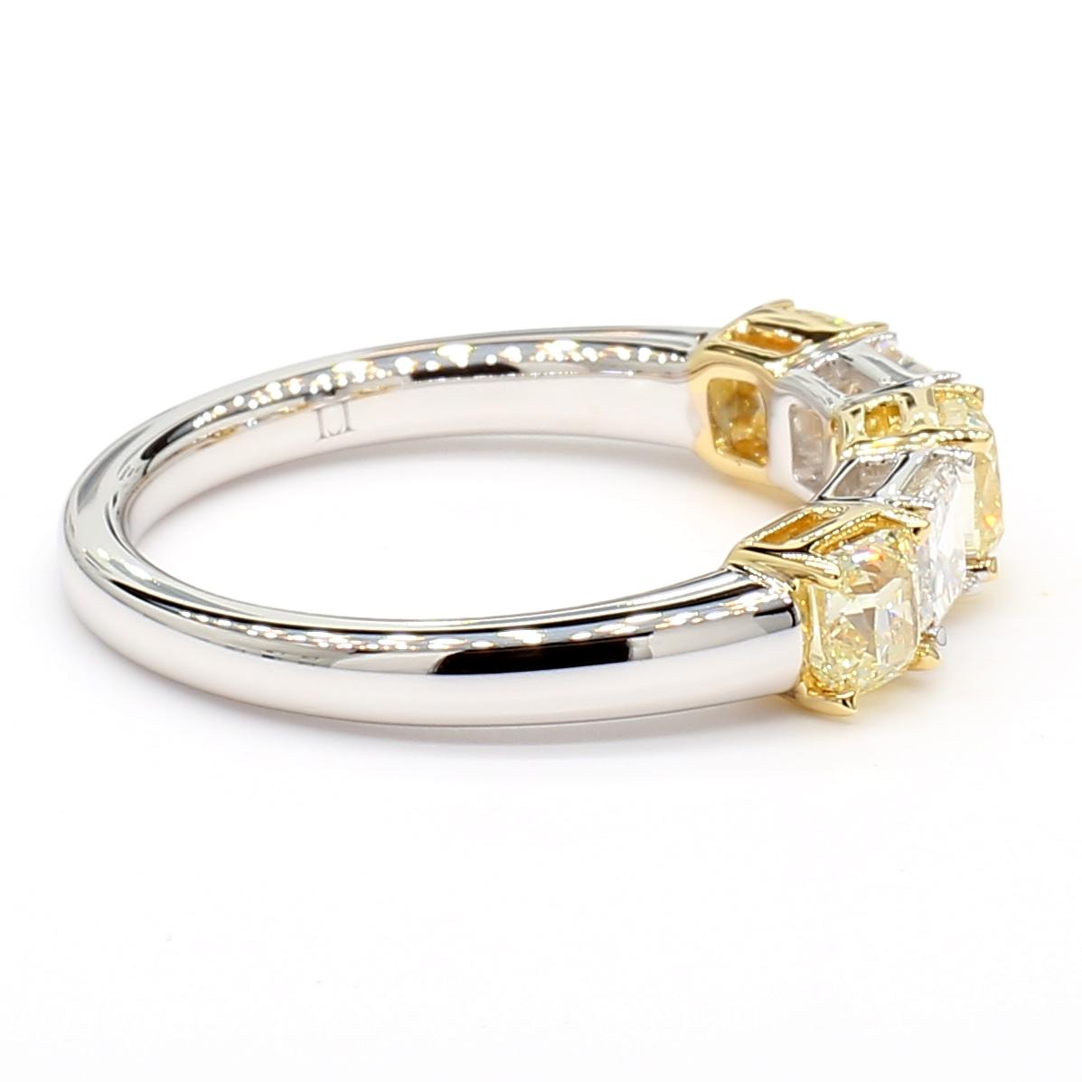 Natural Yellow Cushion Diamond 1.04 Carat TW Gold Cocktail Band