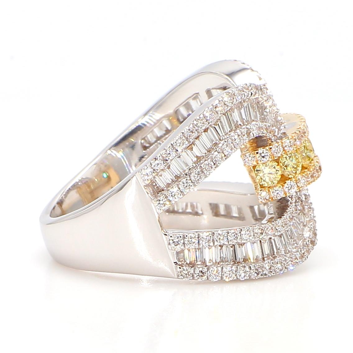 Natural White Baguette Diamond 1.79 Carat TW Gold Cocktail Band