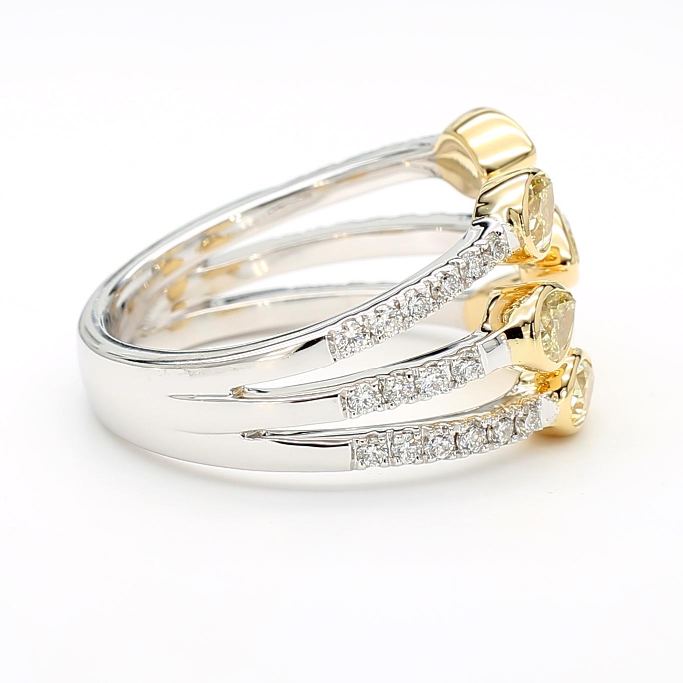 Natural Yellow Pear Diamond 1.48 Carat TW Gold Cocktail Ring