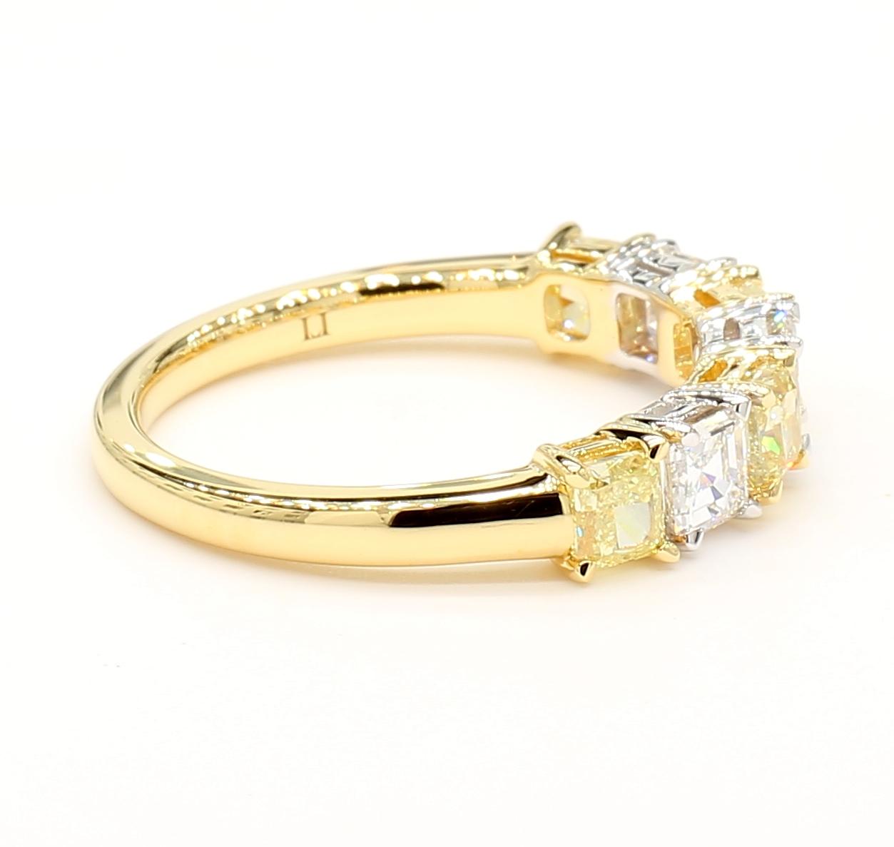 Natural Yellow Cushion Diamond 1.54 Carat TW Gold Cocktail Band