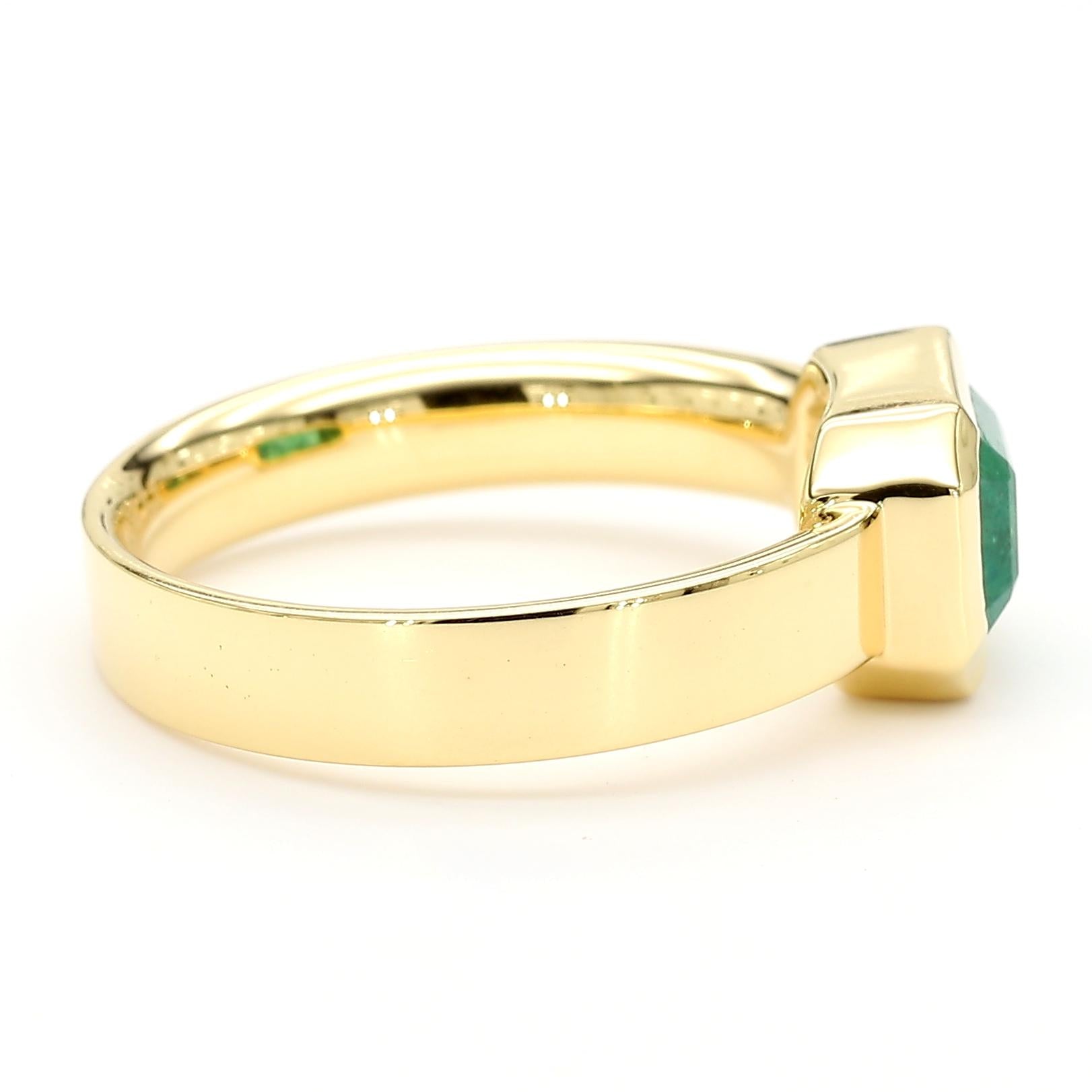 Natural Emerald 1.41 Carat TW Yellow Gold Cocktail Ring