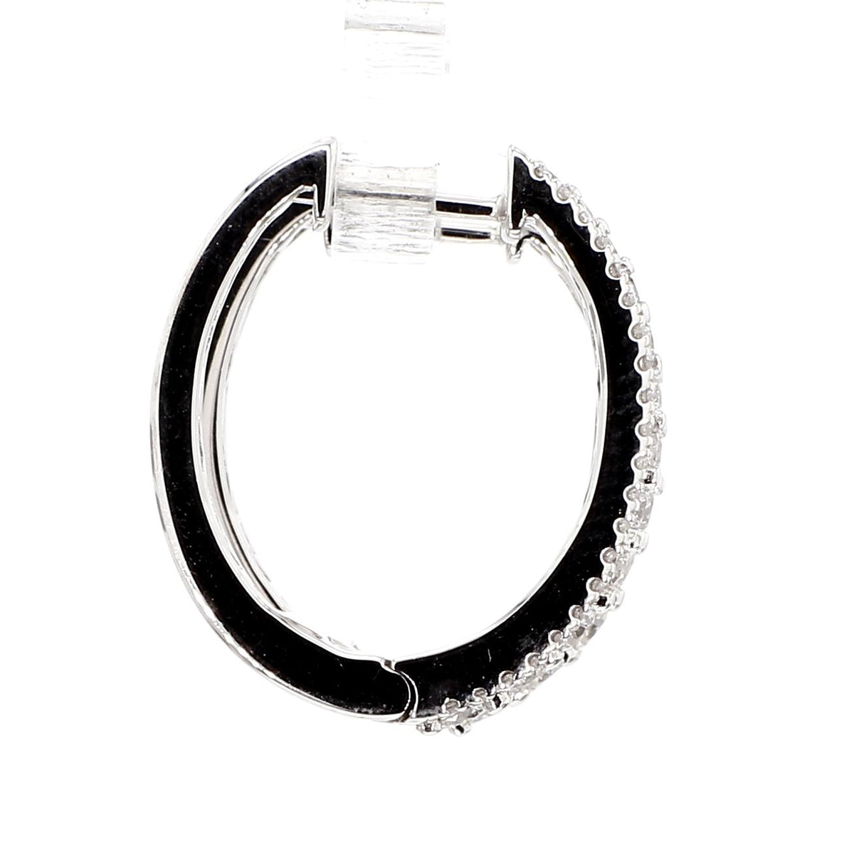 Natural White Round Diamond 1.01 Carat TW White Gold Hoop Earrings