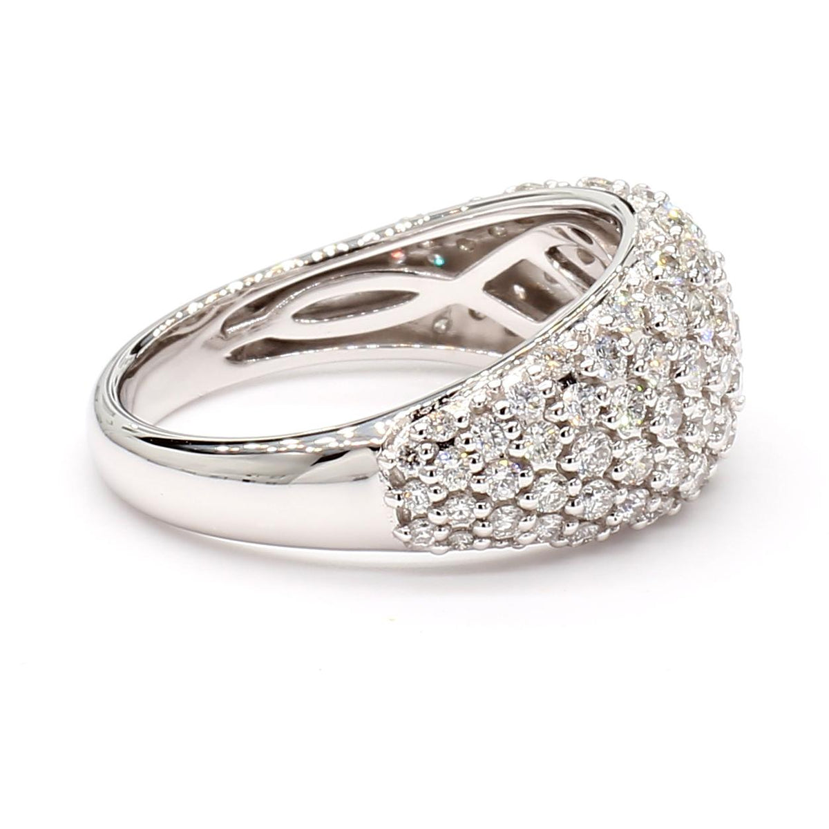 Natural White Round Diamond 1.13 Carat TW White Gold Cocktail Band