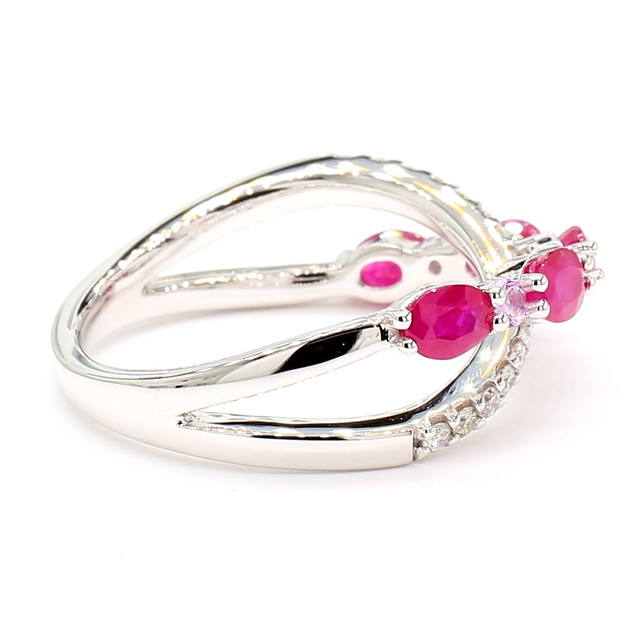 Natural Oval Ruby and Diamond/Sapphire 1.45 Carat TW Gold Cocktail Band
