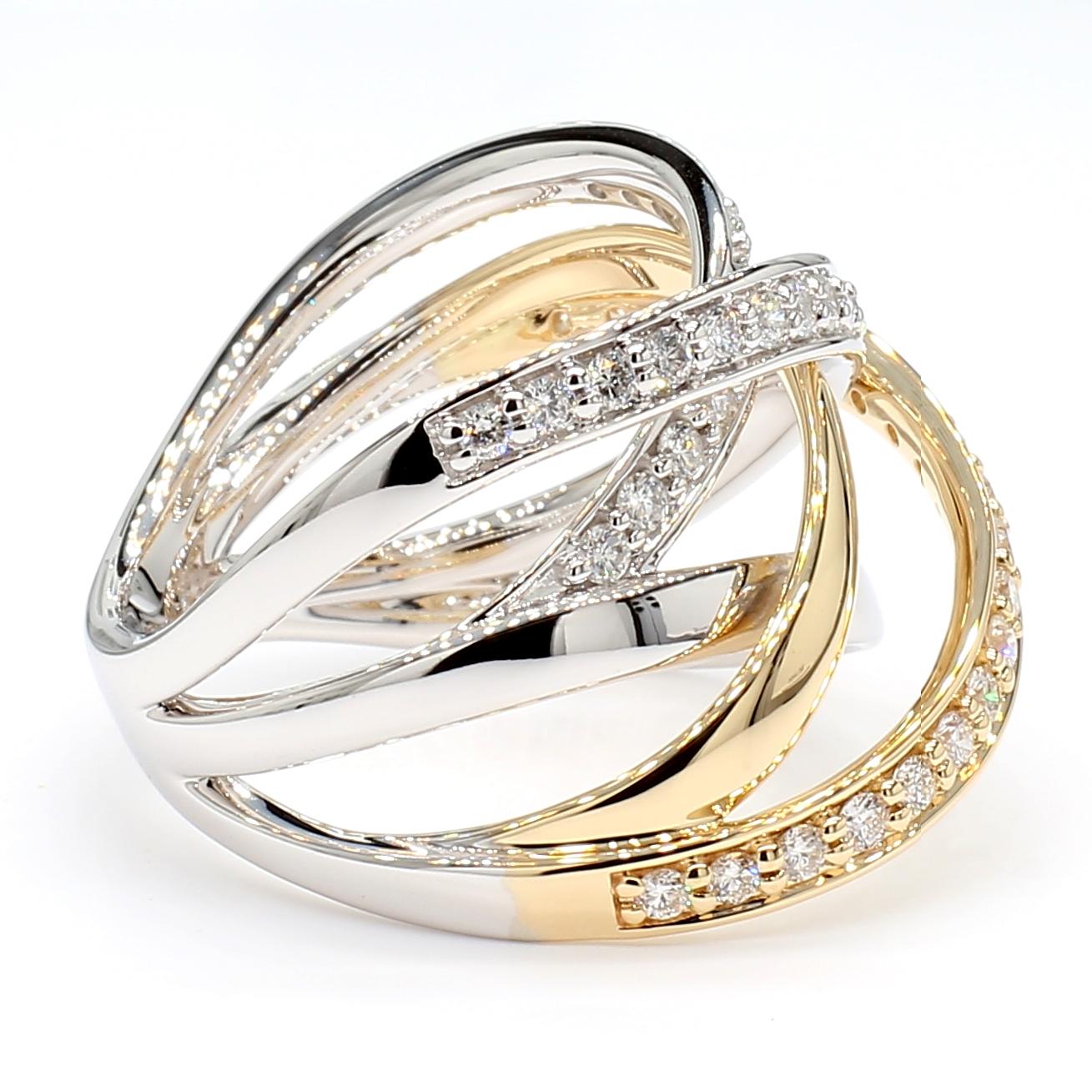 Natural White Round Diamond .61 Carat TW Gold Cocktail Ring