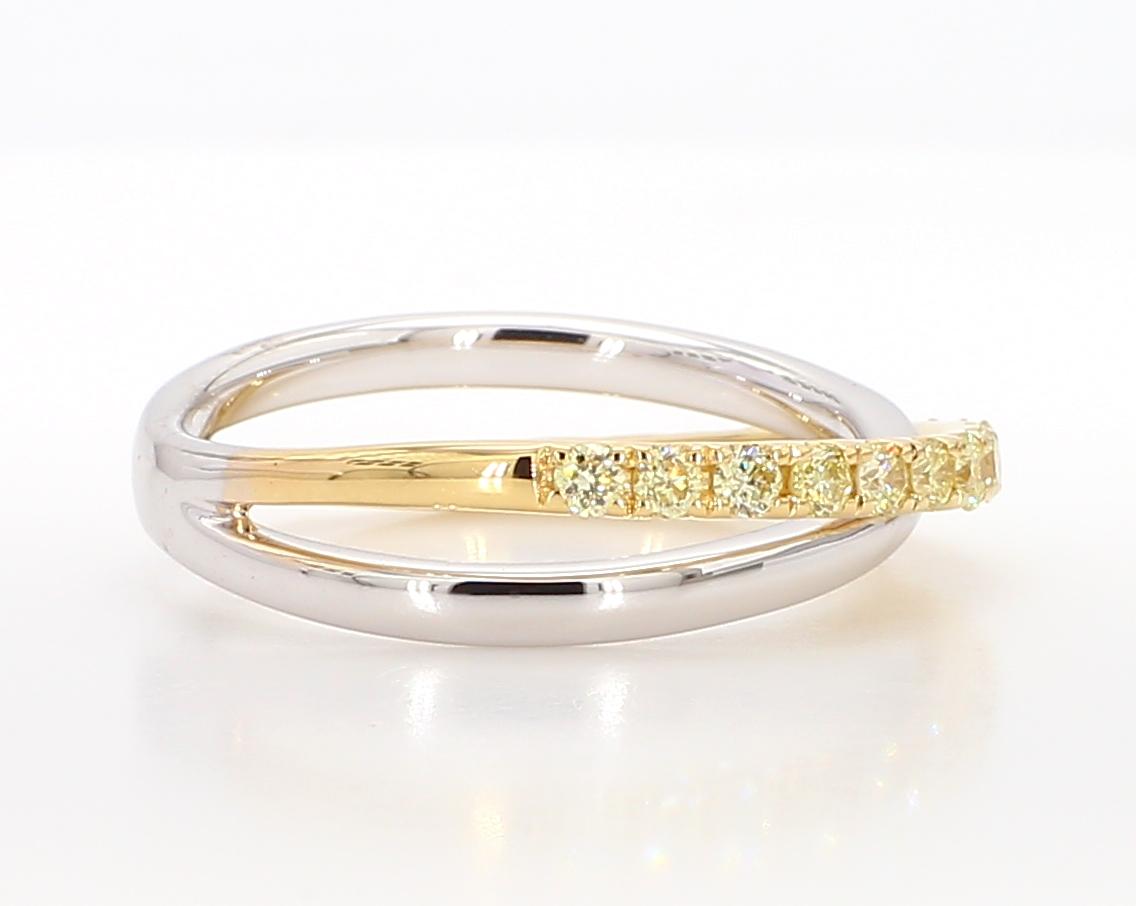 Natural Yellow Round Diamond .47 Carat TW Gold Wedding Band