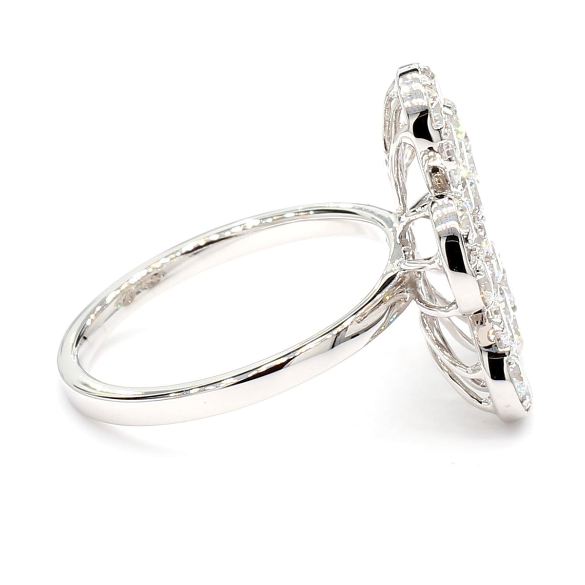 Natural White Round Diamond 2.35 Carat TW White Gold Cocktail Ring