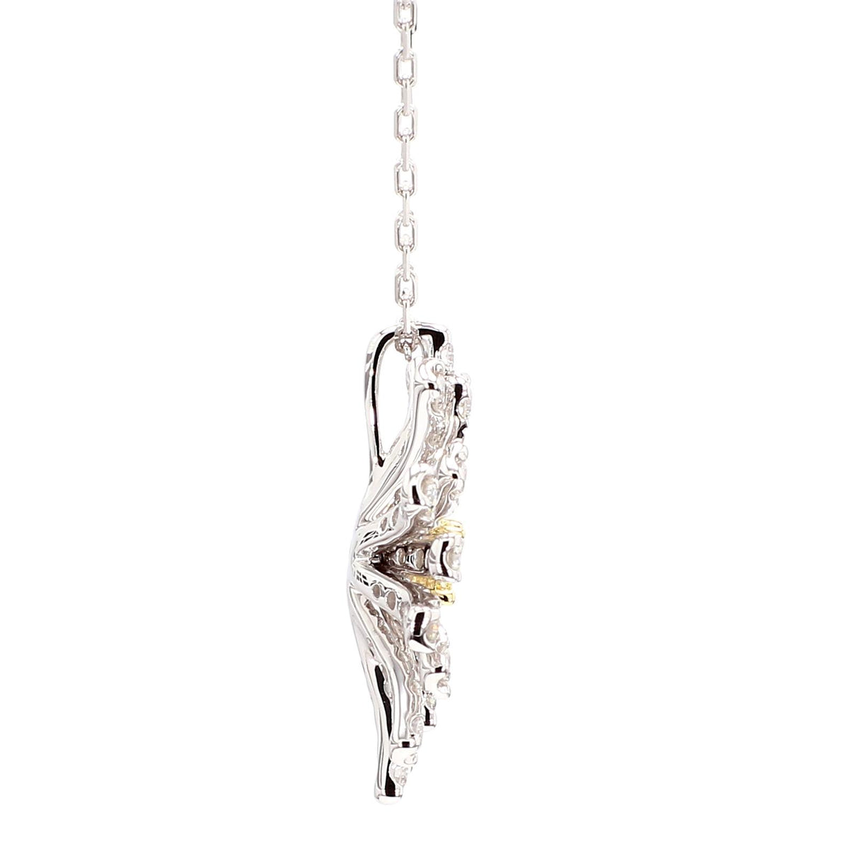 Natural Yellow Cushion and White Diamond 1.75 Carat TW Gold Drop Pendant