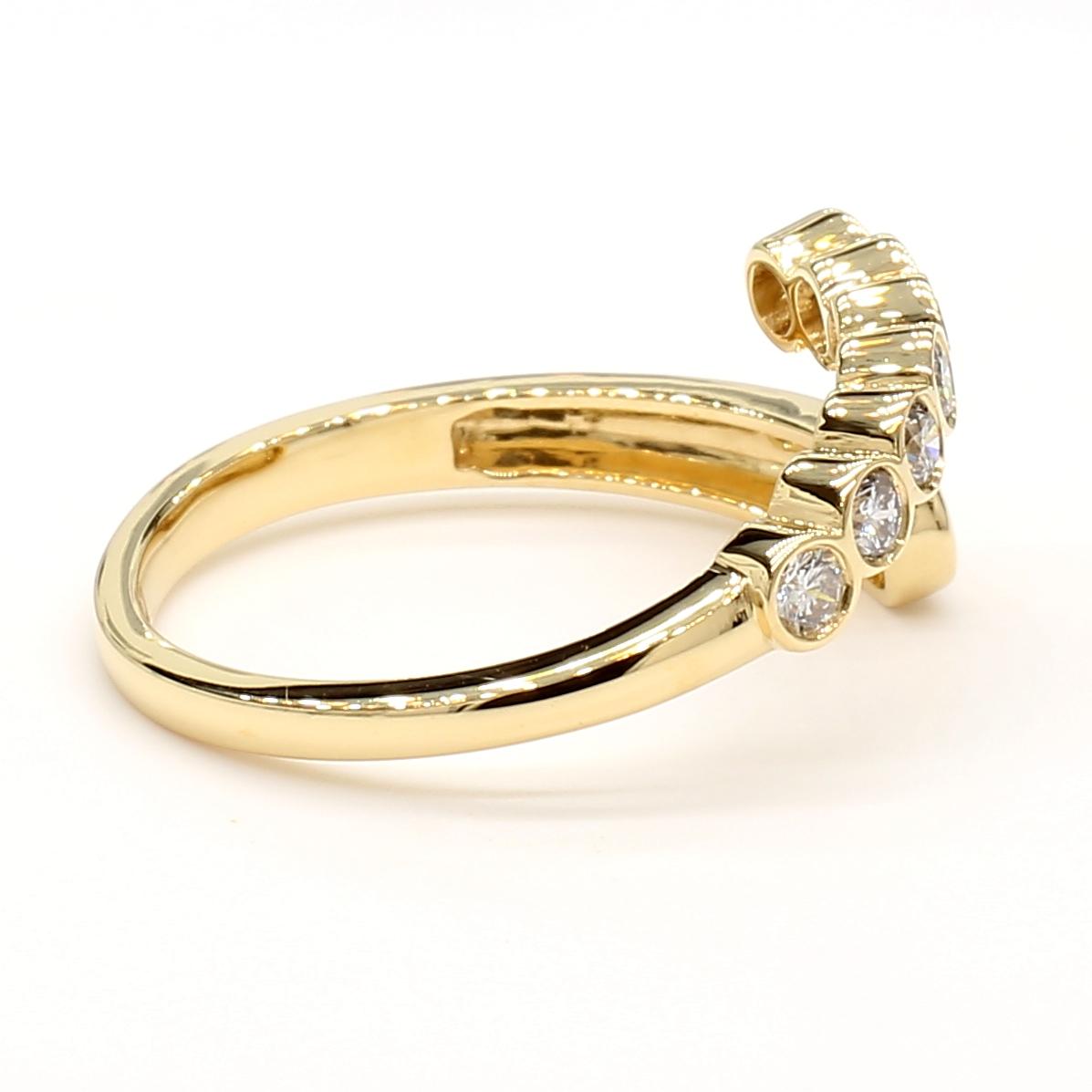 Natural White Round Diamond 0.31 Carat TW Yellow Gold Cocktail Band