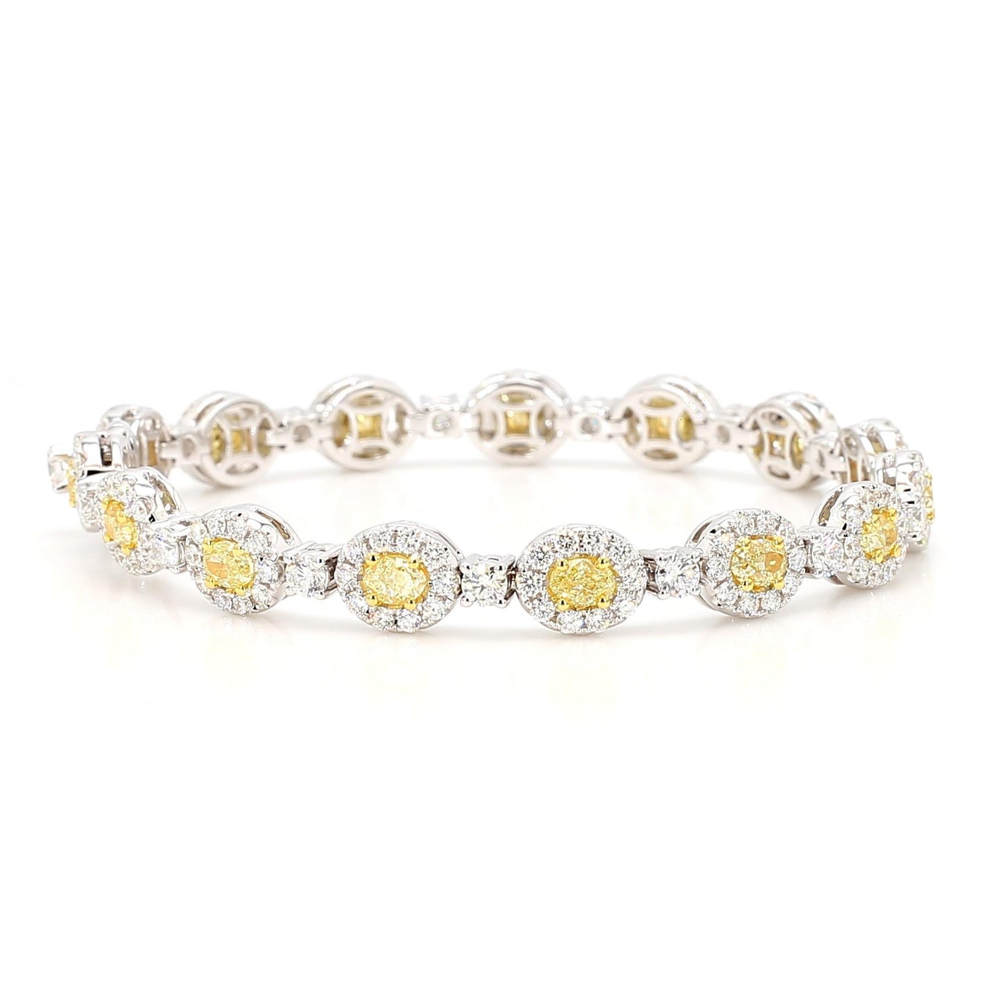 Natural Yellow Oval Diamond 7.36 Carat TW Gold Bracelet