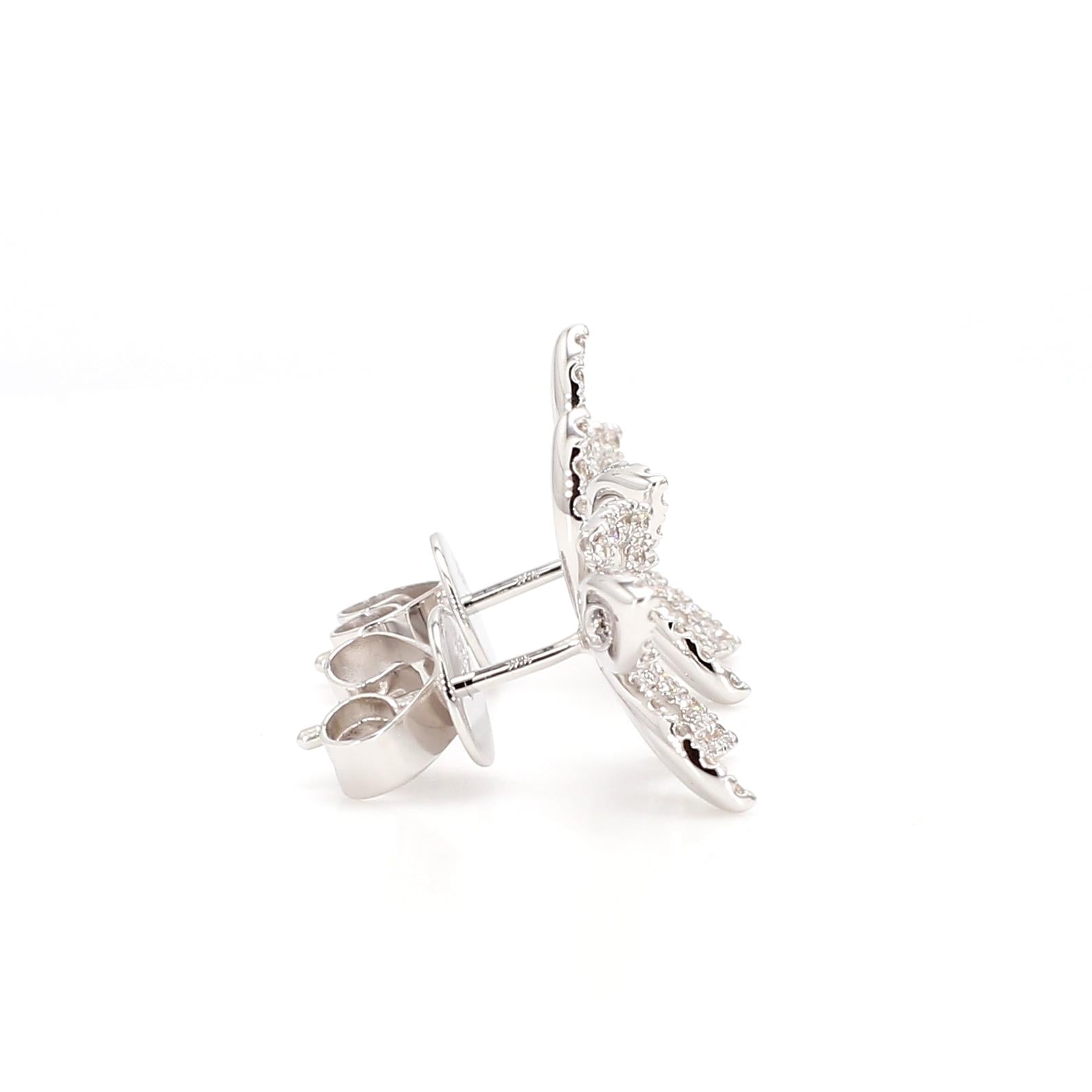 Natural White Round Diamond 0.56 Carat TW Gold Earrings