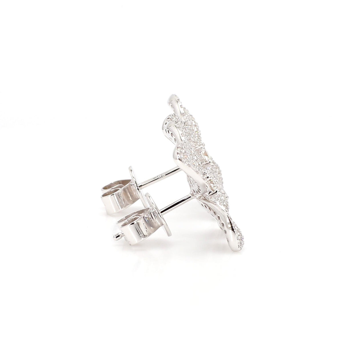 Natural White Round Diamond 0.98 Carat TW Gold Earrings
