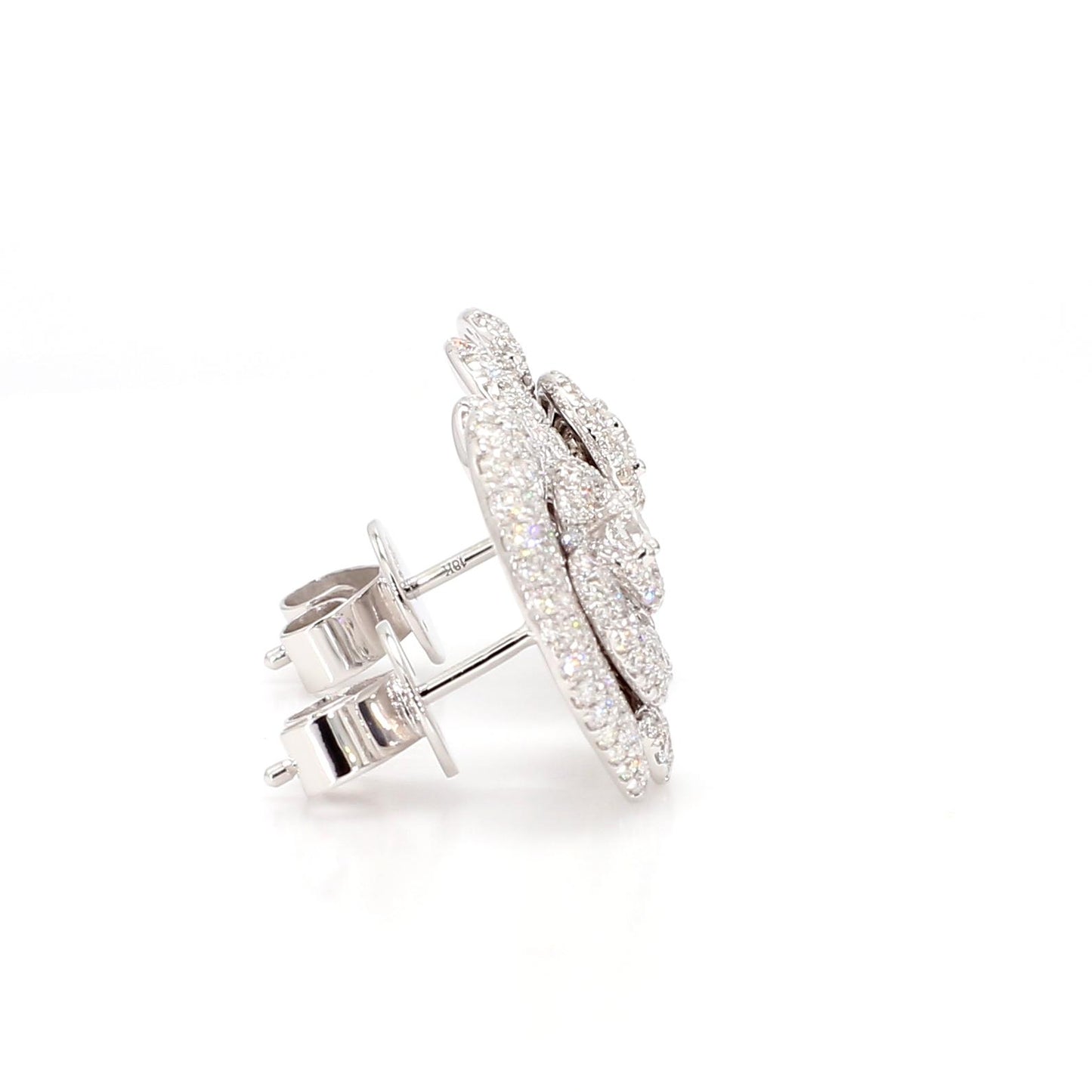 Natural White Round Diamond 1.55 Carat TW Gold Earrings