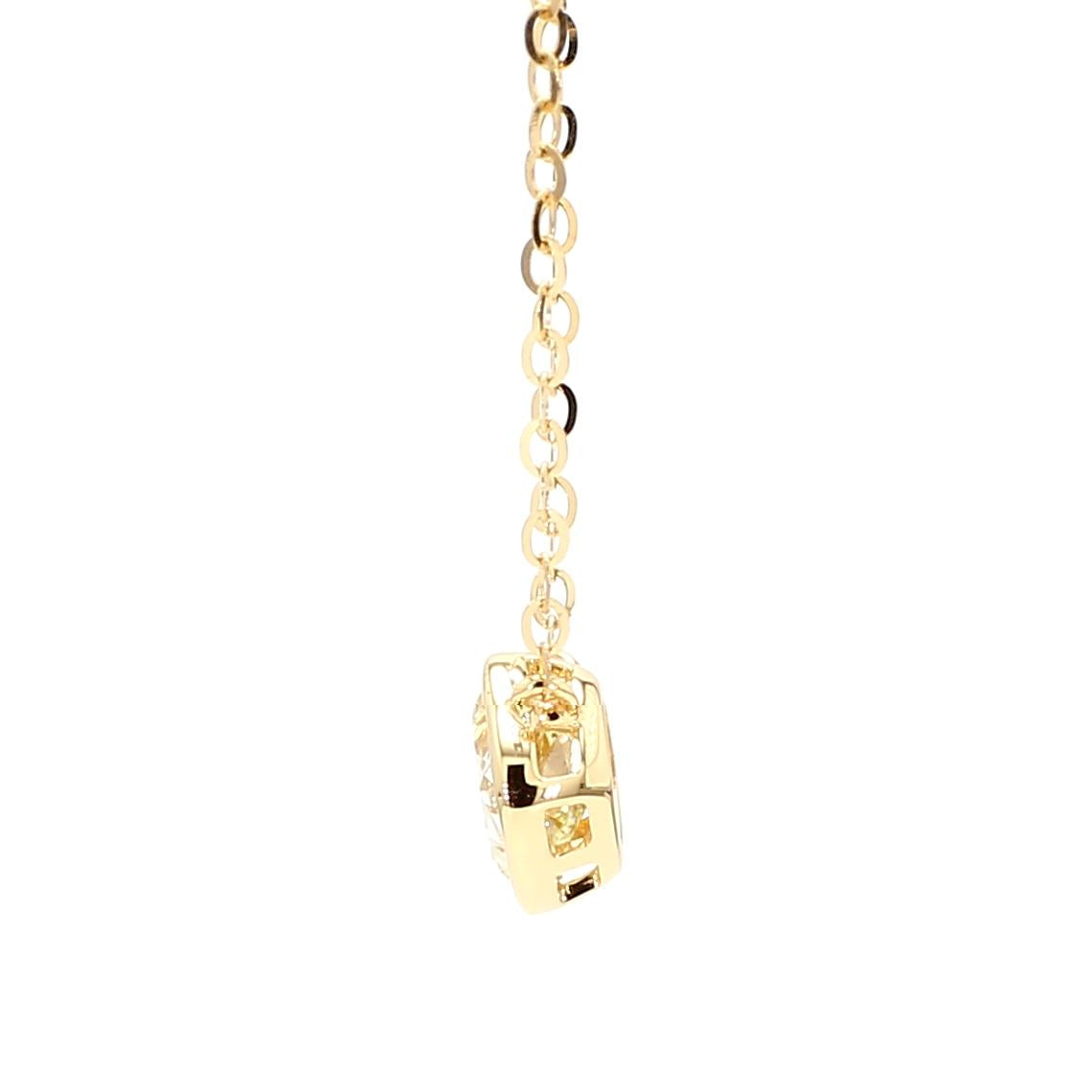 GIA Certified Natural Light Yellow Cushion Diamond 0.73 Carat TW Gold Necklace