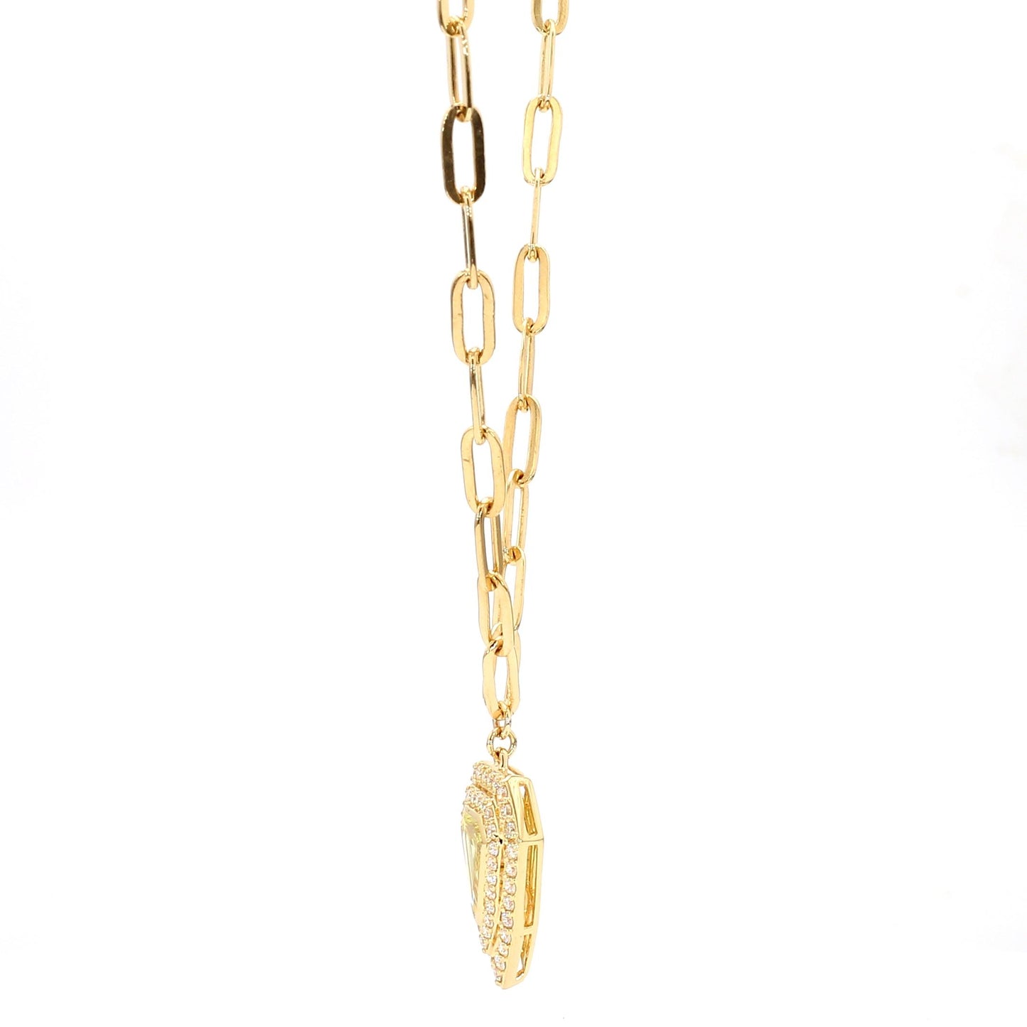 GIA Certified Fancy Deep Yellow Trillion Diamond 1.19 Carat TW Gold Necklace