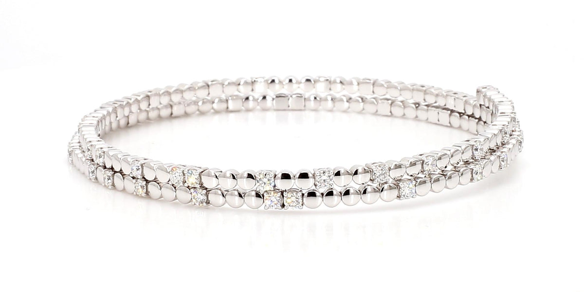 Natural White Round Diamond 1.54 Carat TW Gold Bracelet