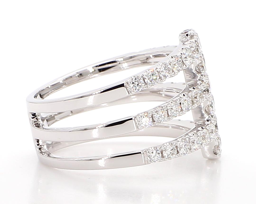 Natural White Round Diamond 1.35 Carat TW White Gold Cocktail Band