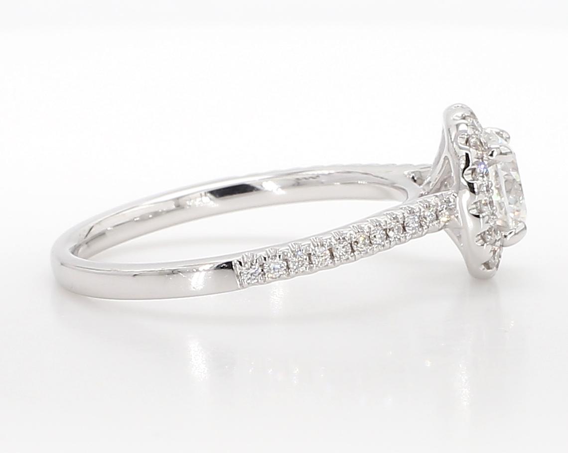 Natural White Round Diamond 1.00 Carat TW White Gold Cocktail Ring