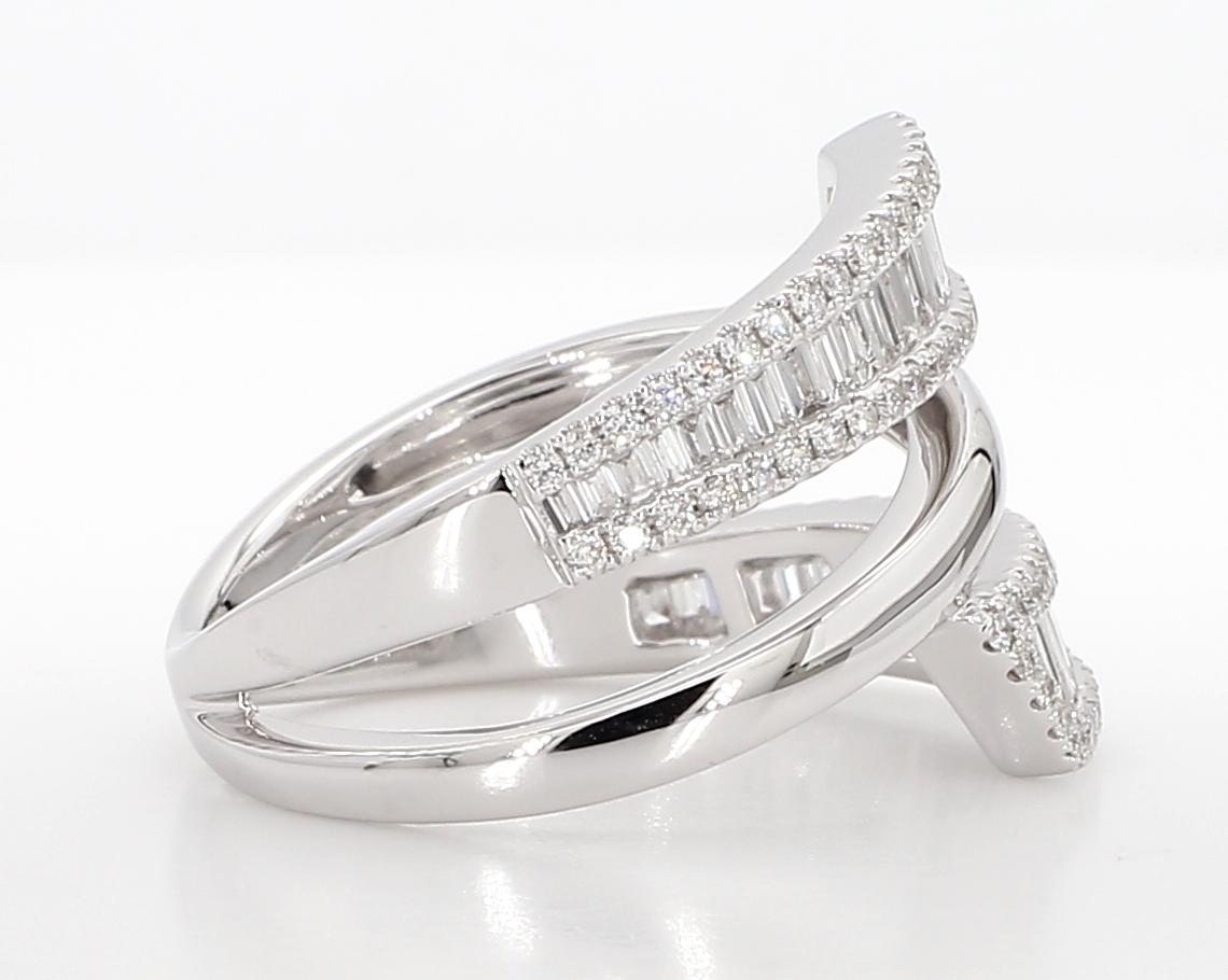 Natural White Baguette Diamond 0.91 Carat TW White Gold Cocktail Band