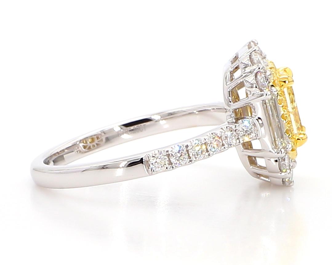 GIA Certified Natural Yellow Radiant Diamond 1.97 Carat TW Gold Cocktail Ring