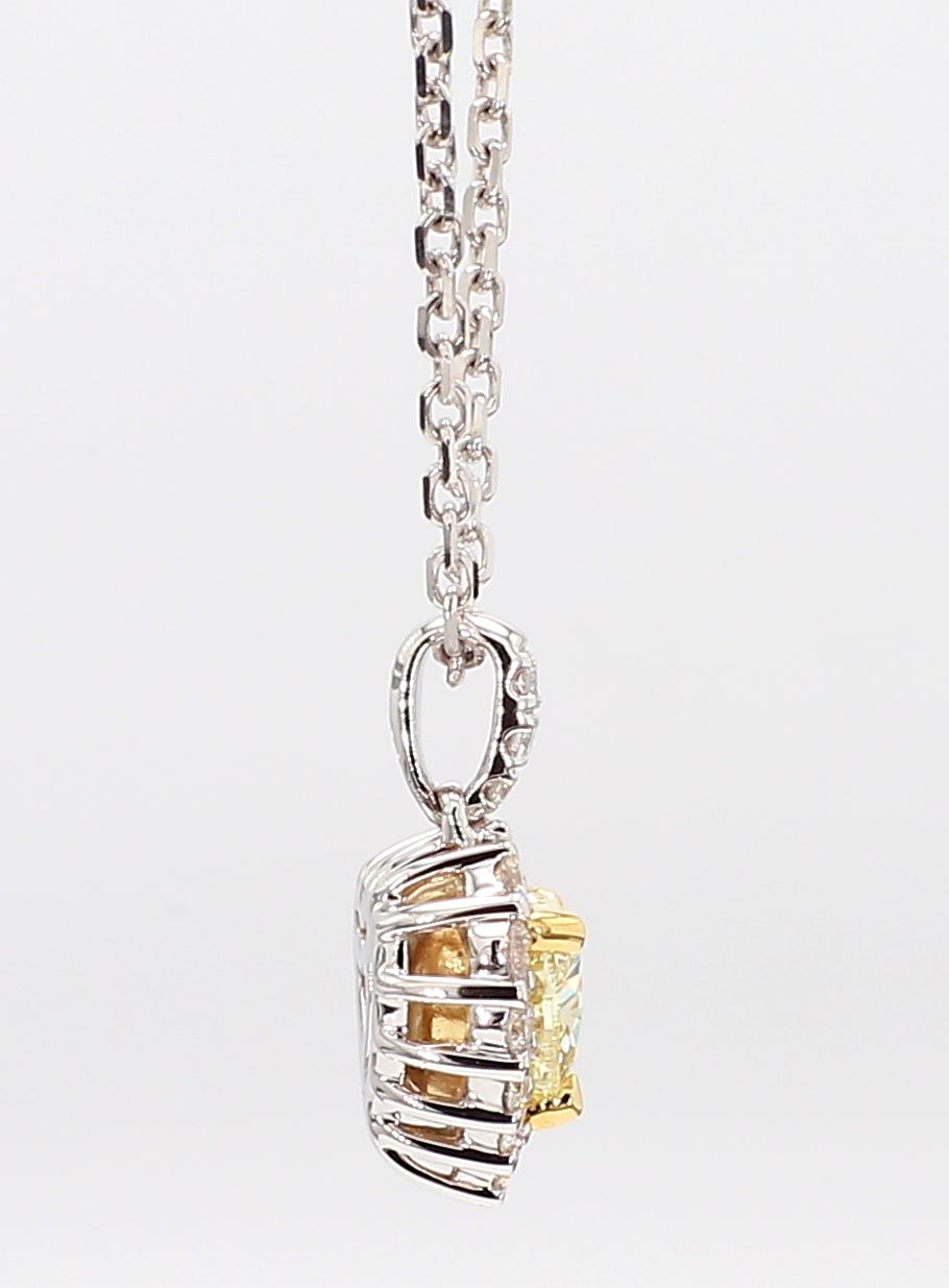 Natural Yellow Heart Diamond 0.90 Carat TW Gold Heart Pendant