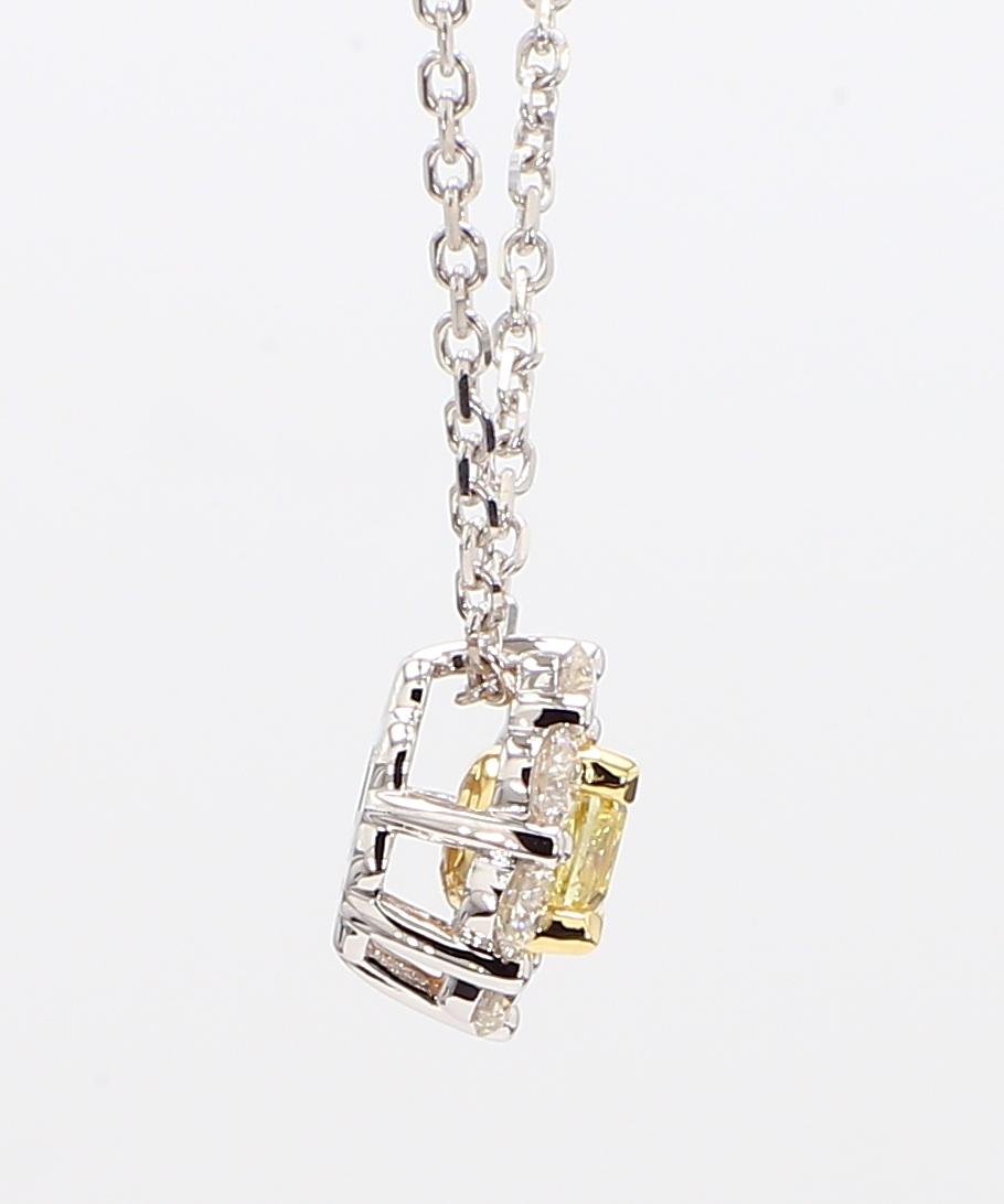 Natural Yellow Cushion and White Diamond 1.07 Carat TW Gold Drop Pendant