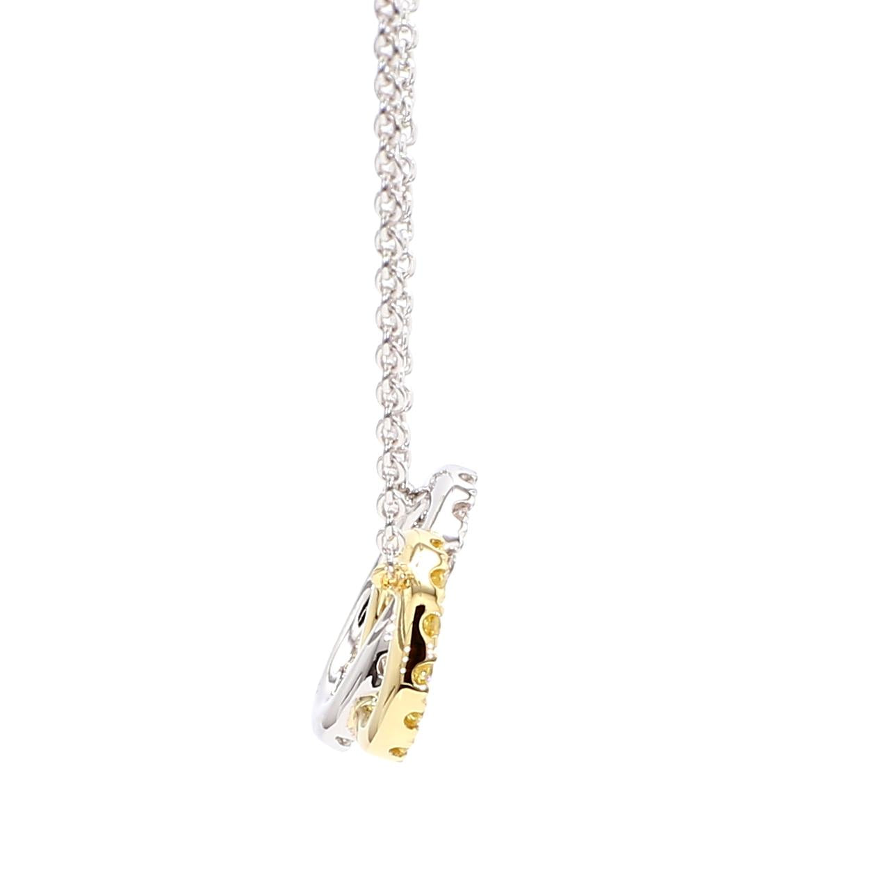 Natural Yellow Round and White Diamond .30 Carat TW Gold Drop Pendant