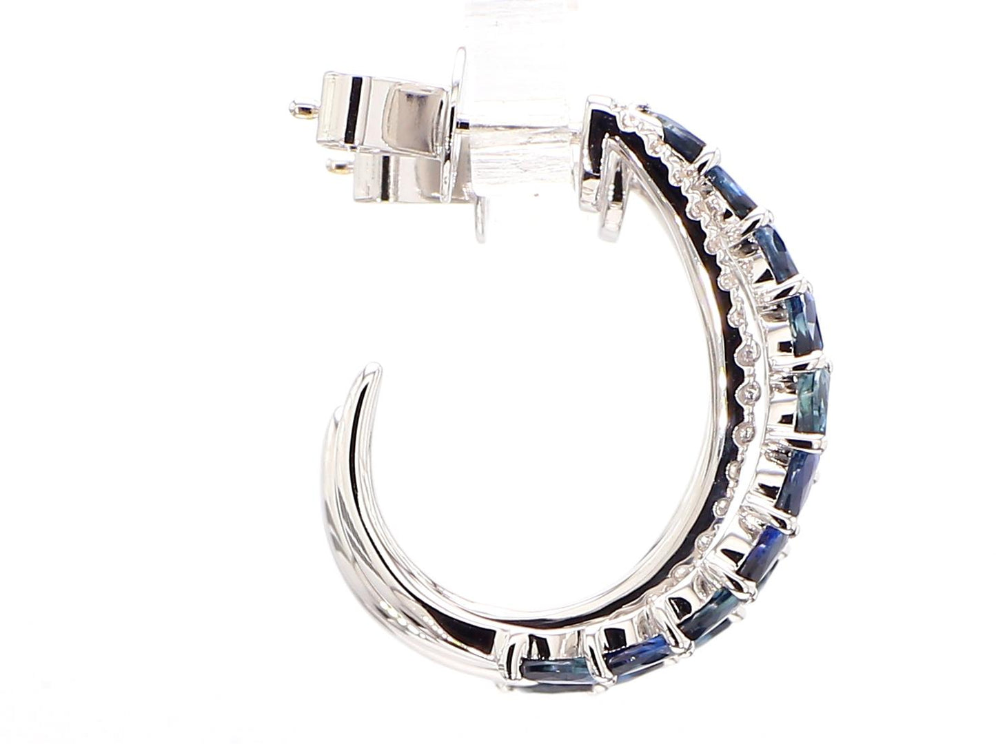 Natural Blue Marquise Sapphire and Diamond 2.39 Carat TW Gold Stud Earrings