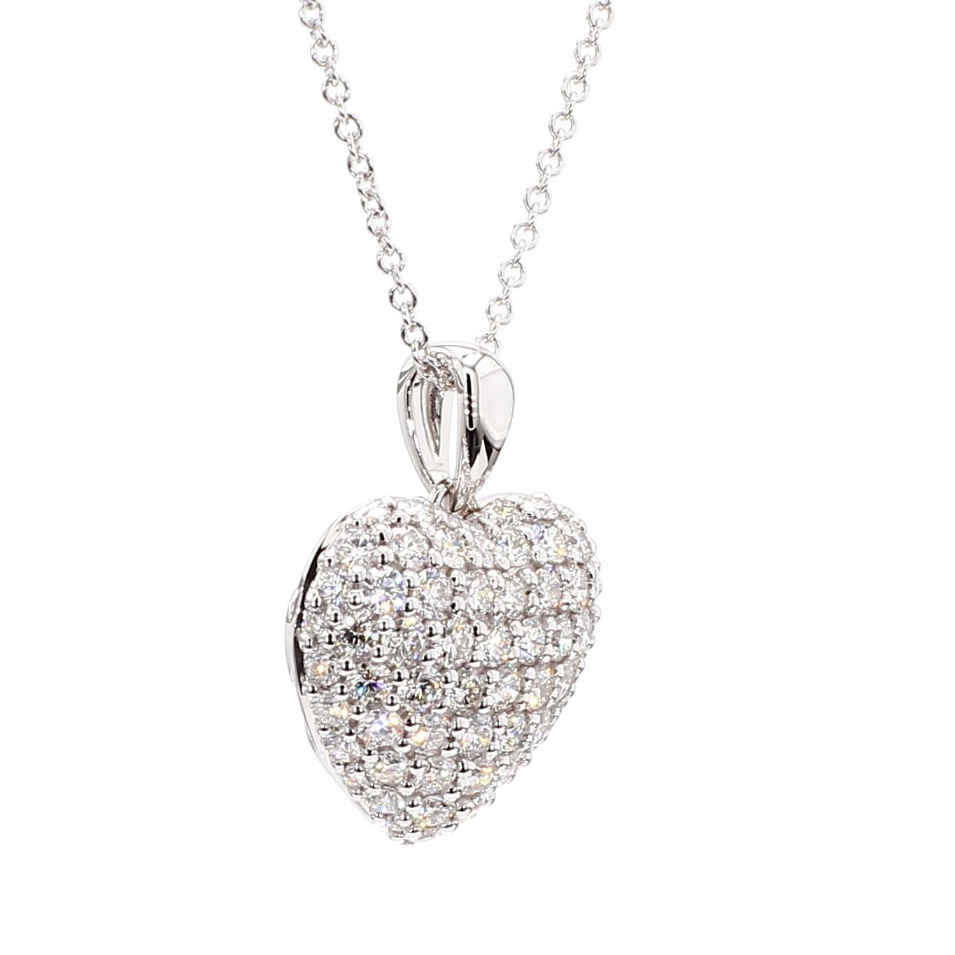 Natural White Round Diamond 1.08 Carat TW White Gold Drop Pendant