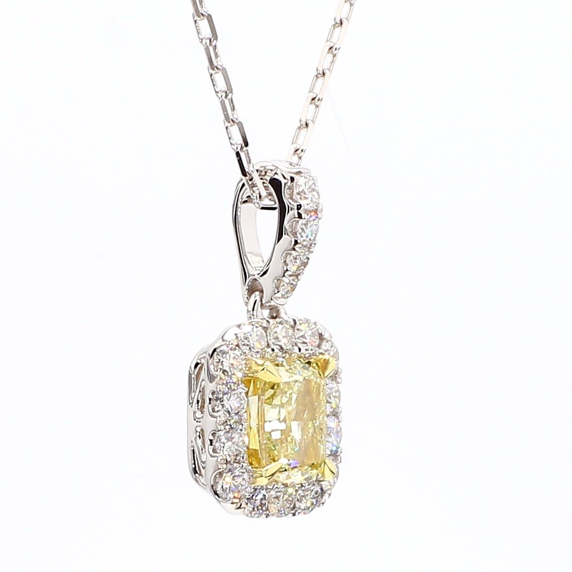 GIA Certified Natural Yellow Cushion Diamond 1.48 Carat TW Gold Drop Pendant