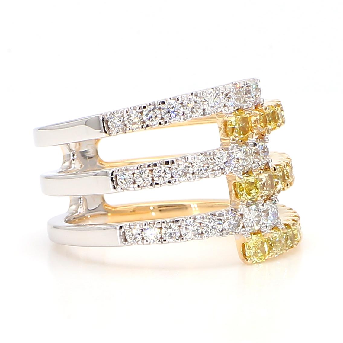 Natural Yellow Radiant Diamond 1.23 Carat TW Gold Cocktail Ring