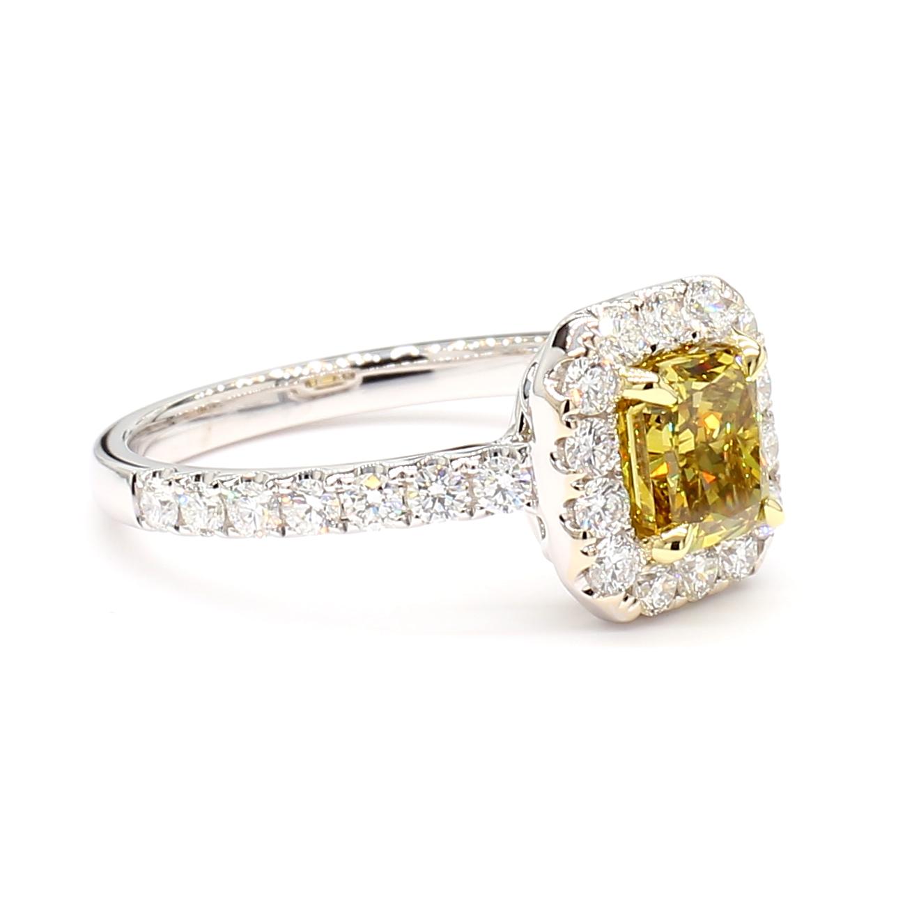 GIA Certified Natural Green Radiant Diamond 1.66 Carat TW Gold Cocktail Ring