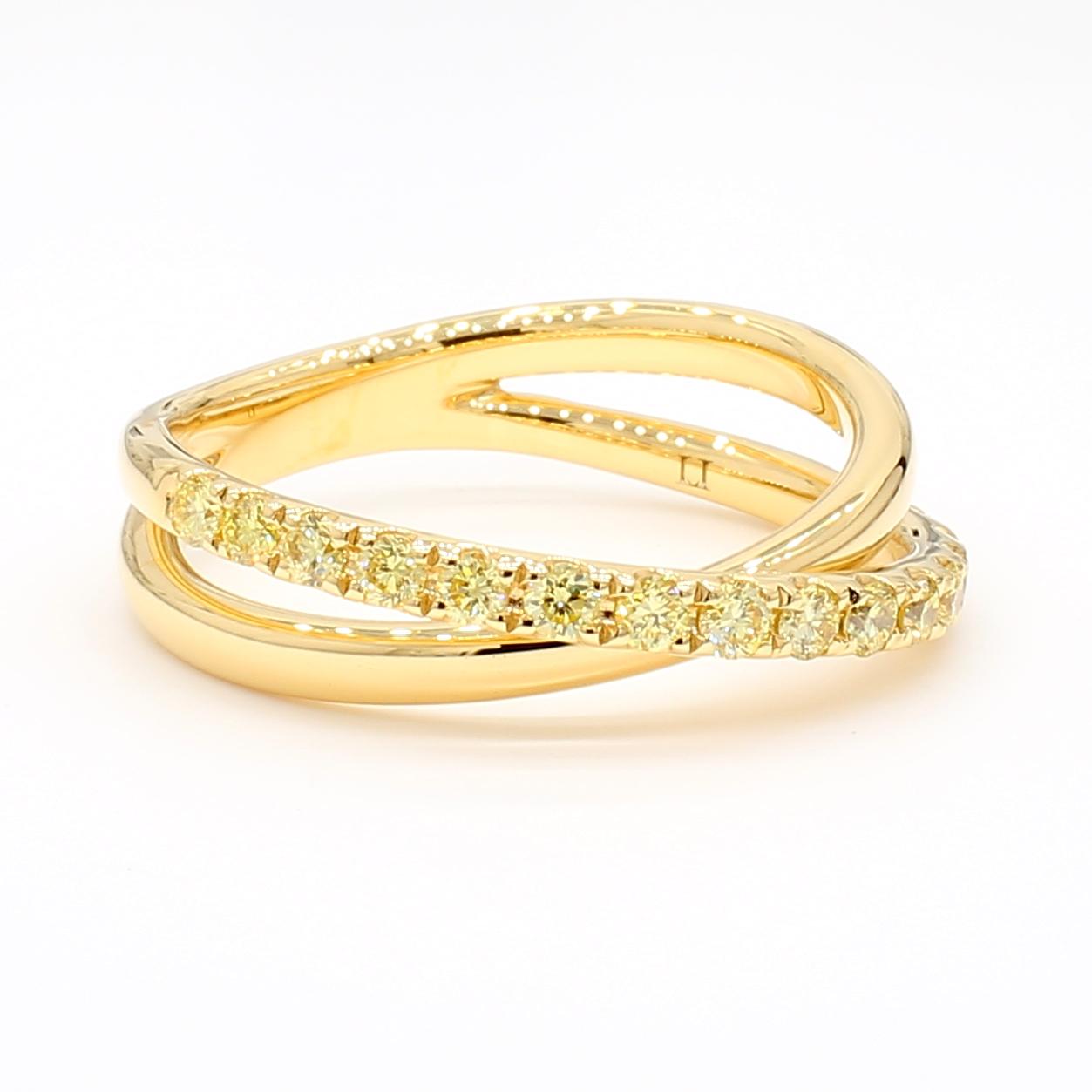 Natural Yellow Round Diamond 0.47 Carat TW Gold Cocktail Band