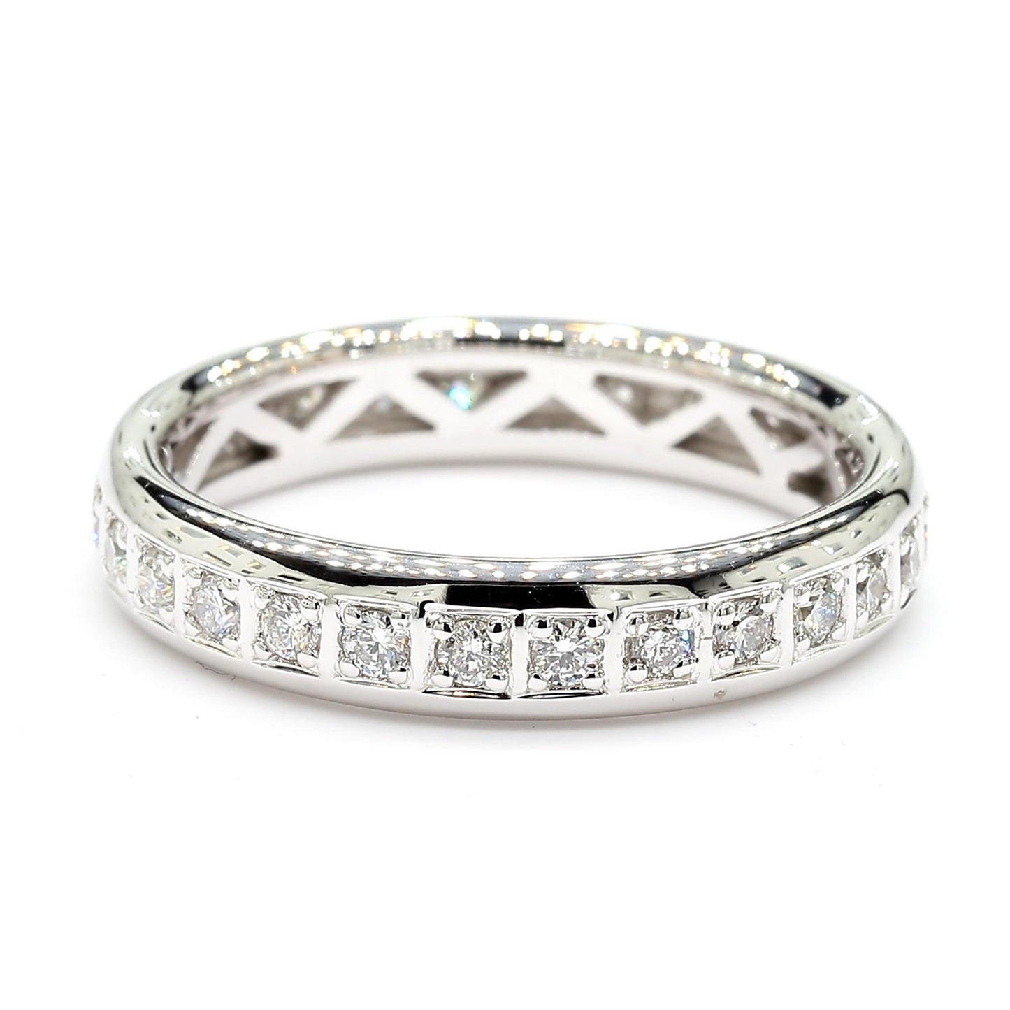 Natural White Round Diamond 0.50 Carat TW White Gold Eternity Band