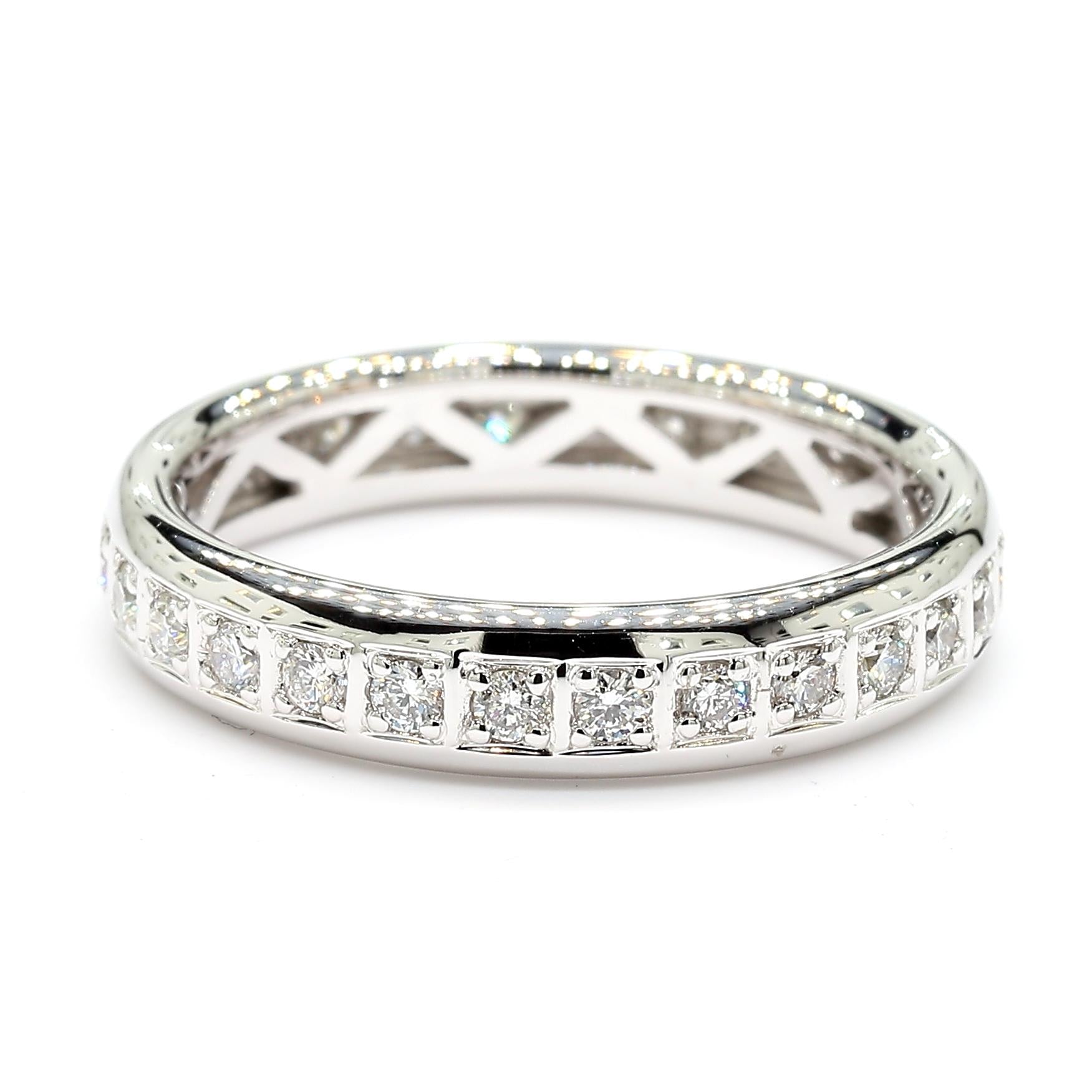 Natural White Round Diamond 0.50 Carat TW White Gold Eternity Band