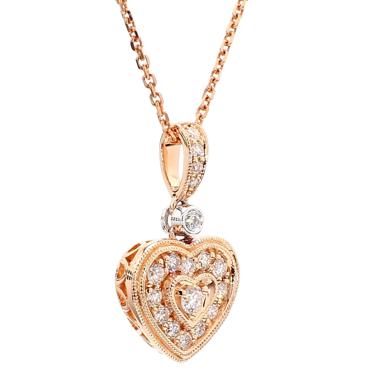 Natural White Round Diamond 0.27 Carat TW White Gold Drop Pendant