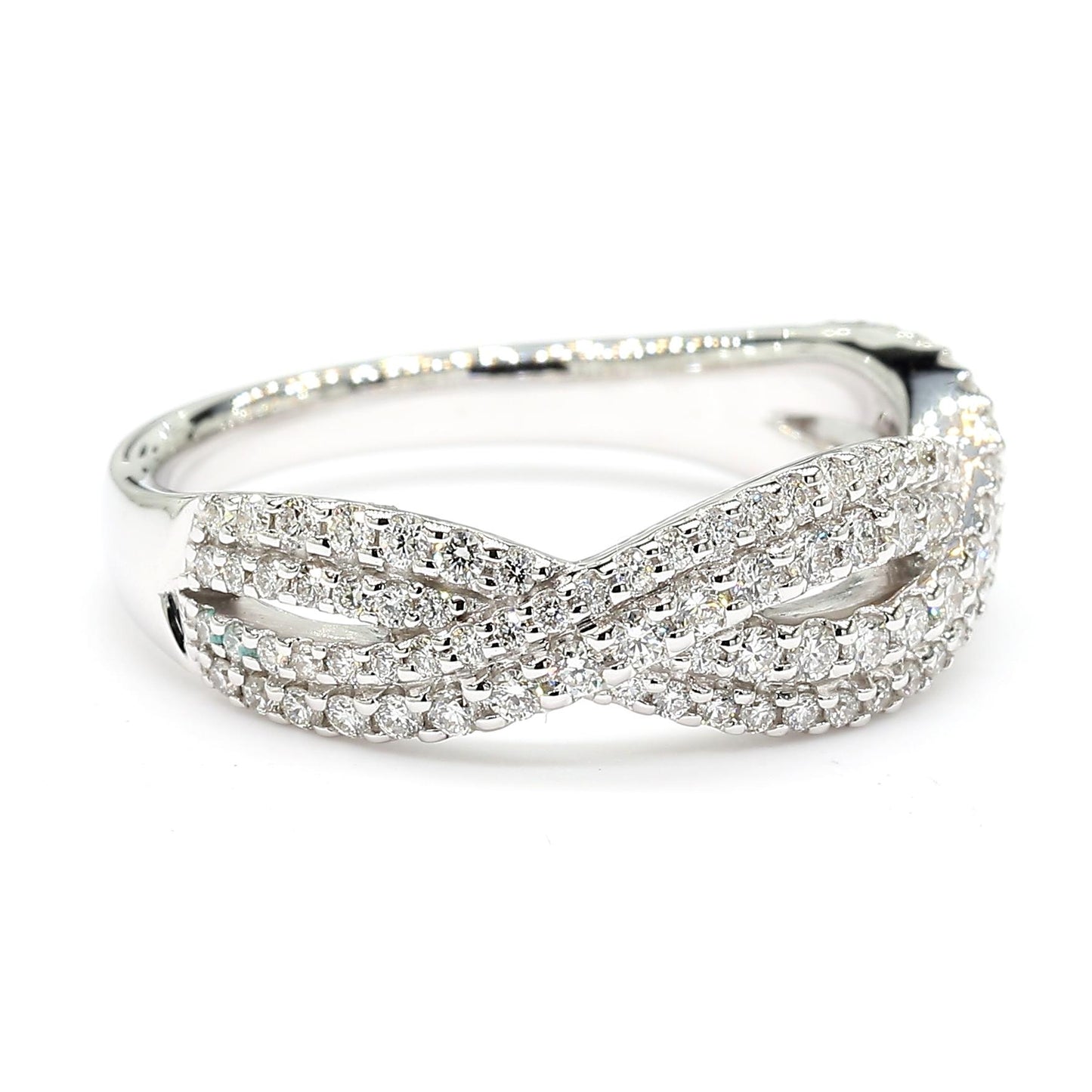 Natural White Round Diamond 0.53 Carat TW White Gold Cocktail Band