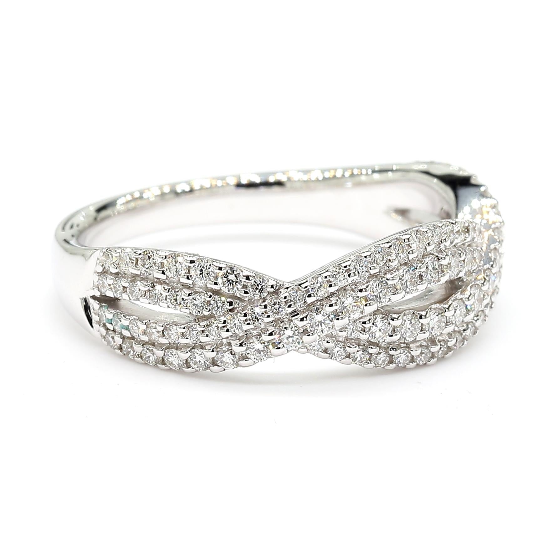 Natural White Round Diamond 0.53 Carat TW White Gold Cocktail Band